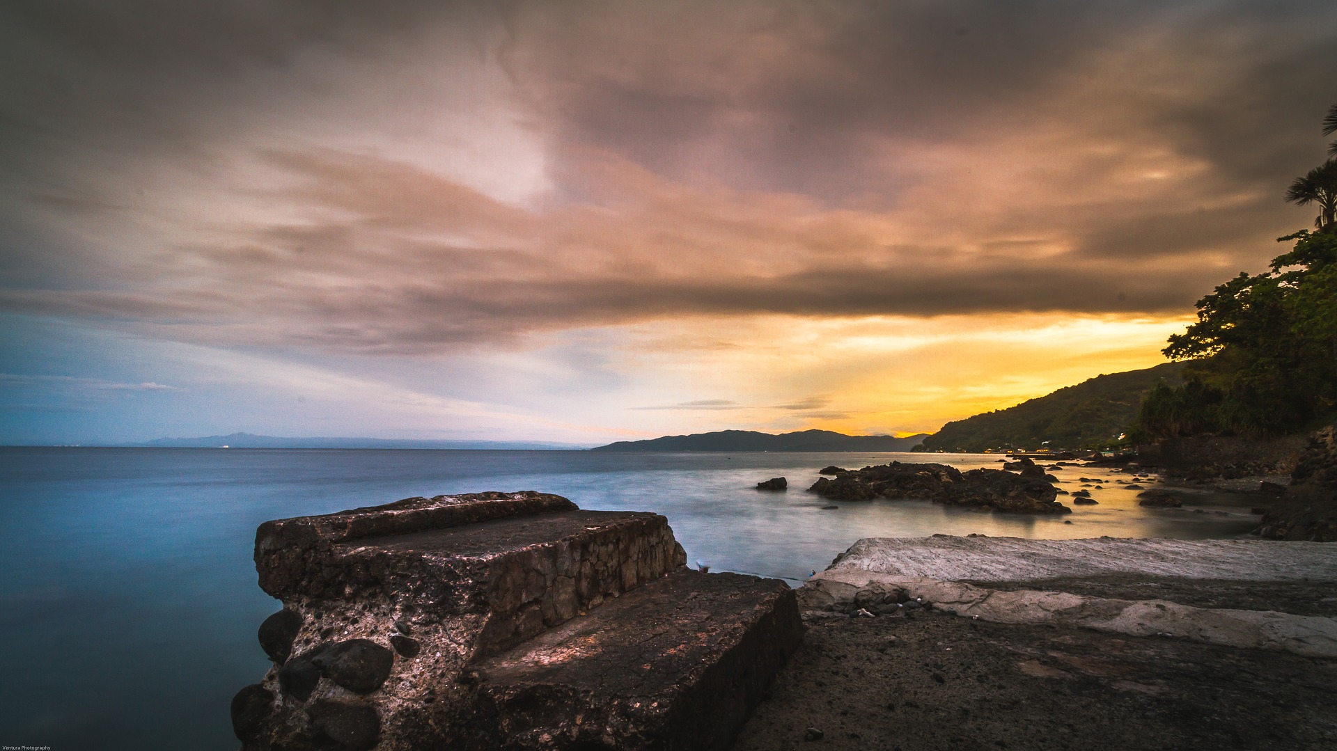 Wallpaper Sea, landscape, skyline, nature, sunset