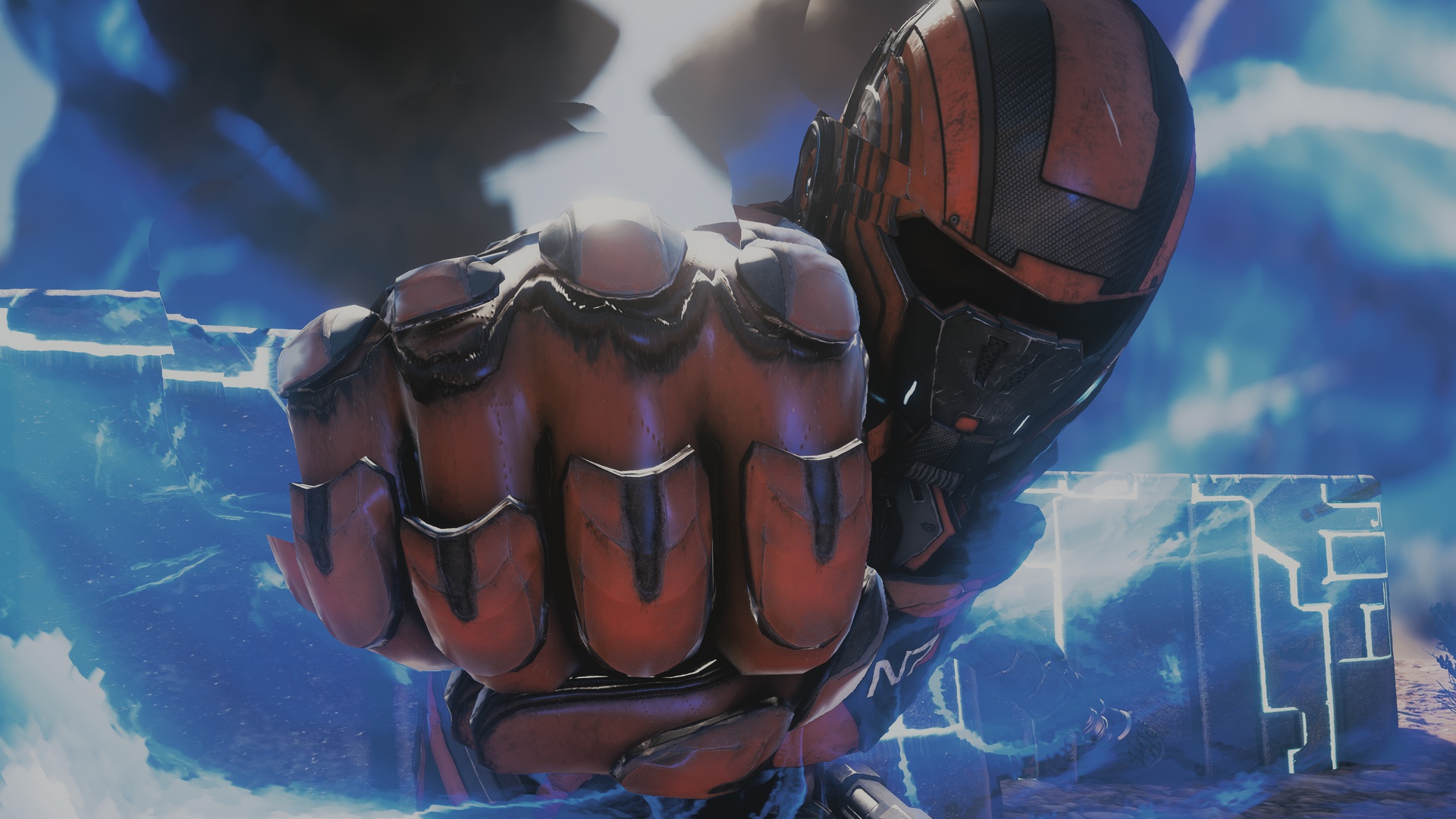 Wallpaper Mass Effect: Andromeda, fist, video game