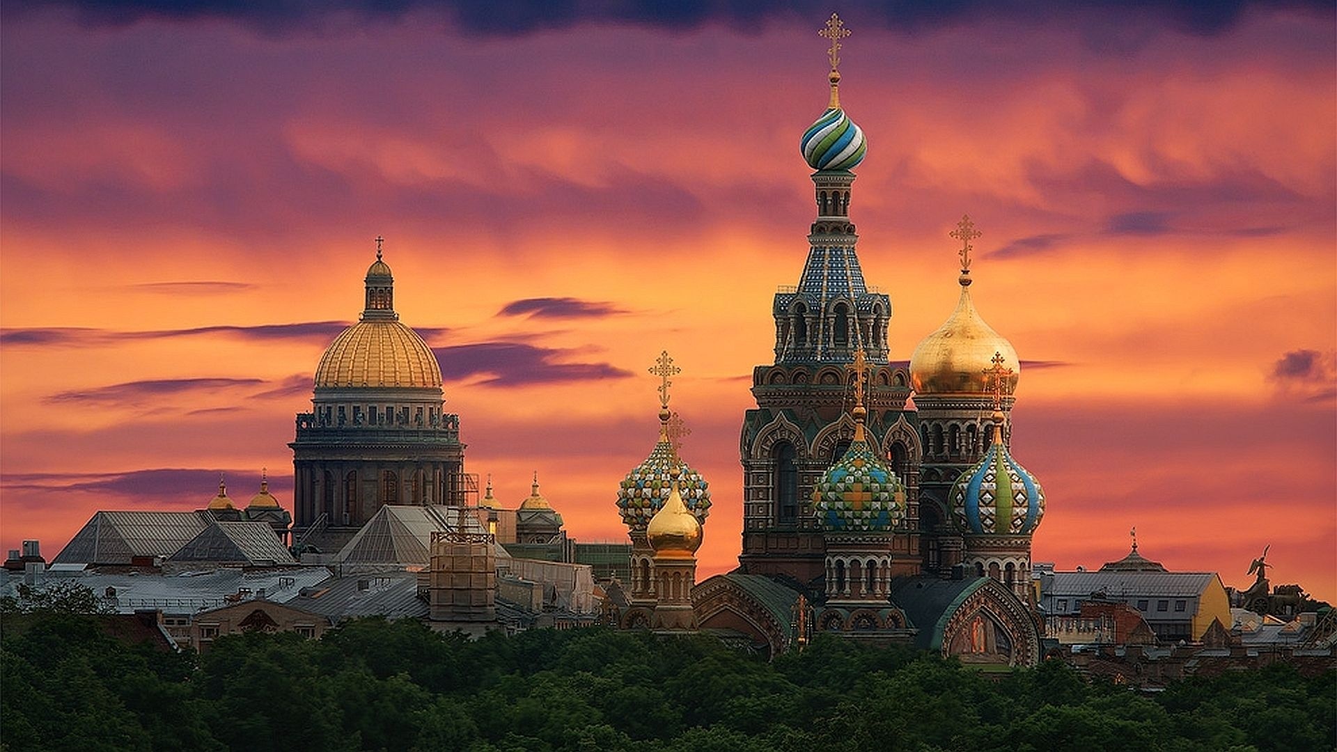 Wallpaper Sunset of Saint Petersburg city