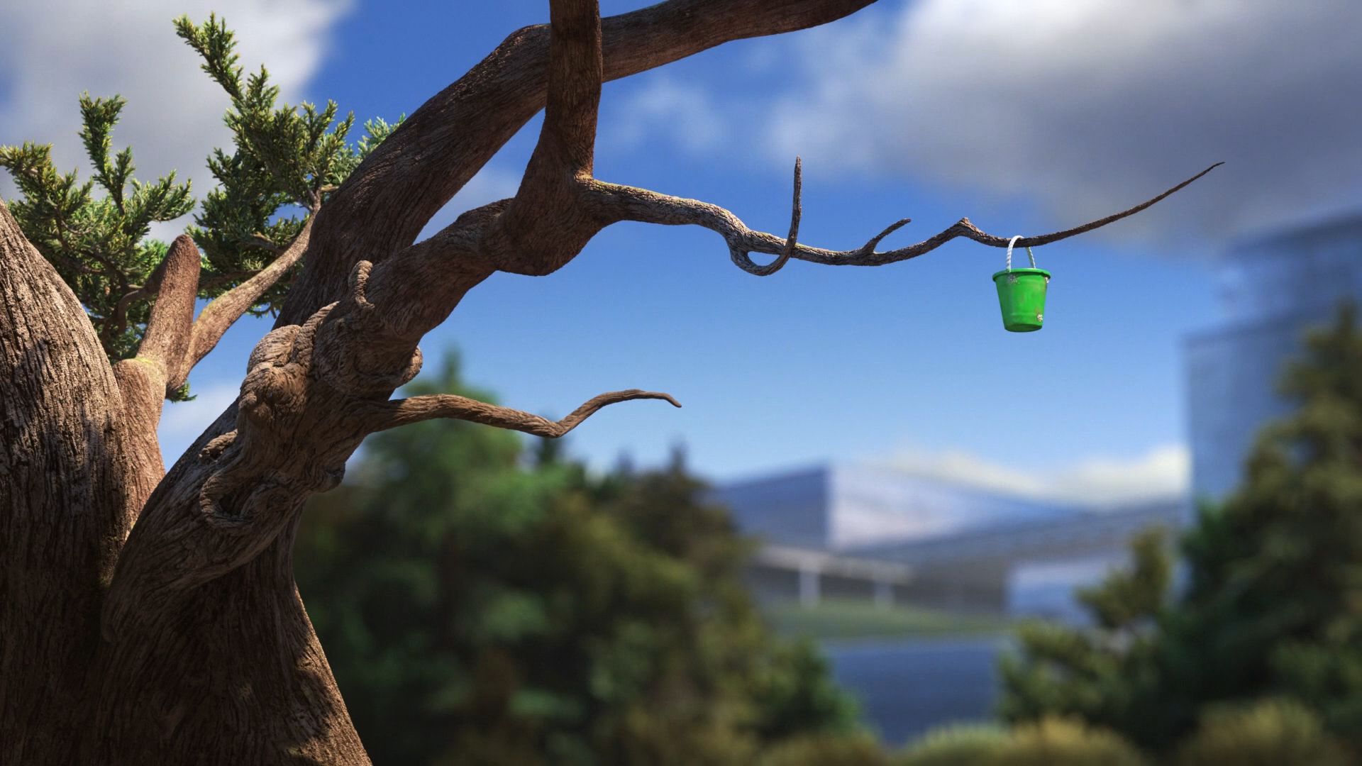 Wallpaper Green small bucket on tree finding dory animation movie