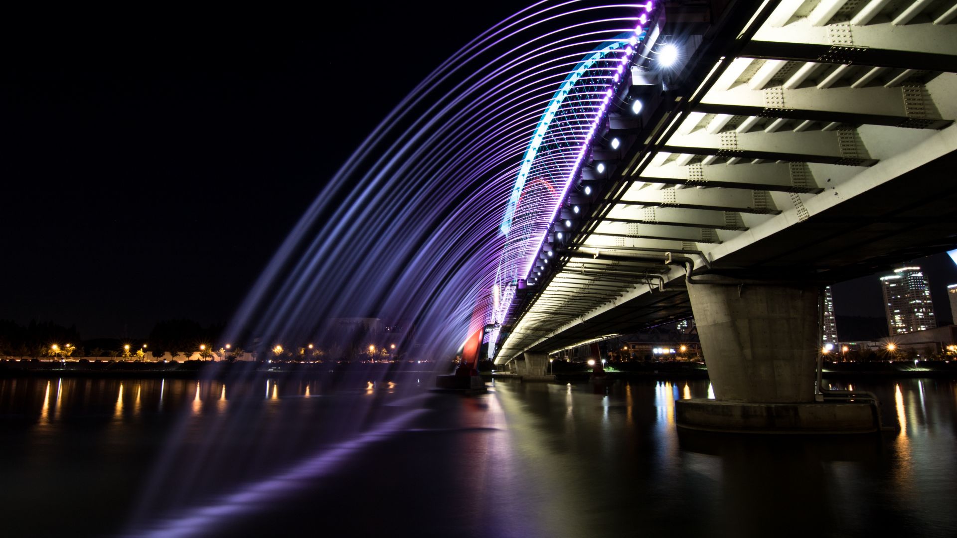 Wallpaper Daejeon Expo Bridge, river, night