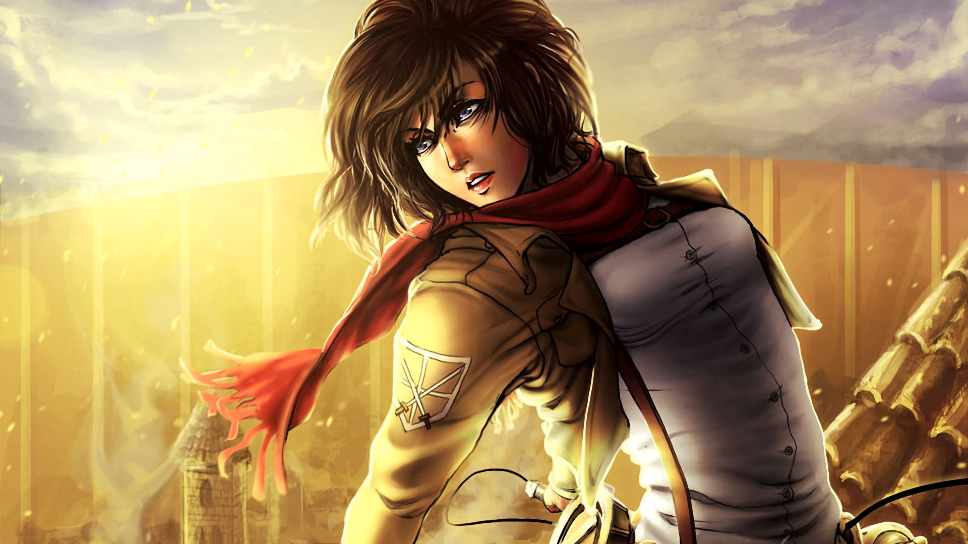 Wallpaper Anime girl, short hair, Mikasa Ackerman, Attack on Titan