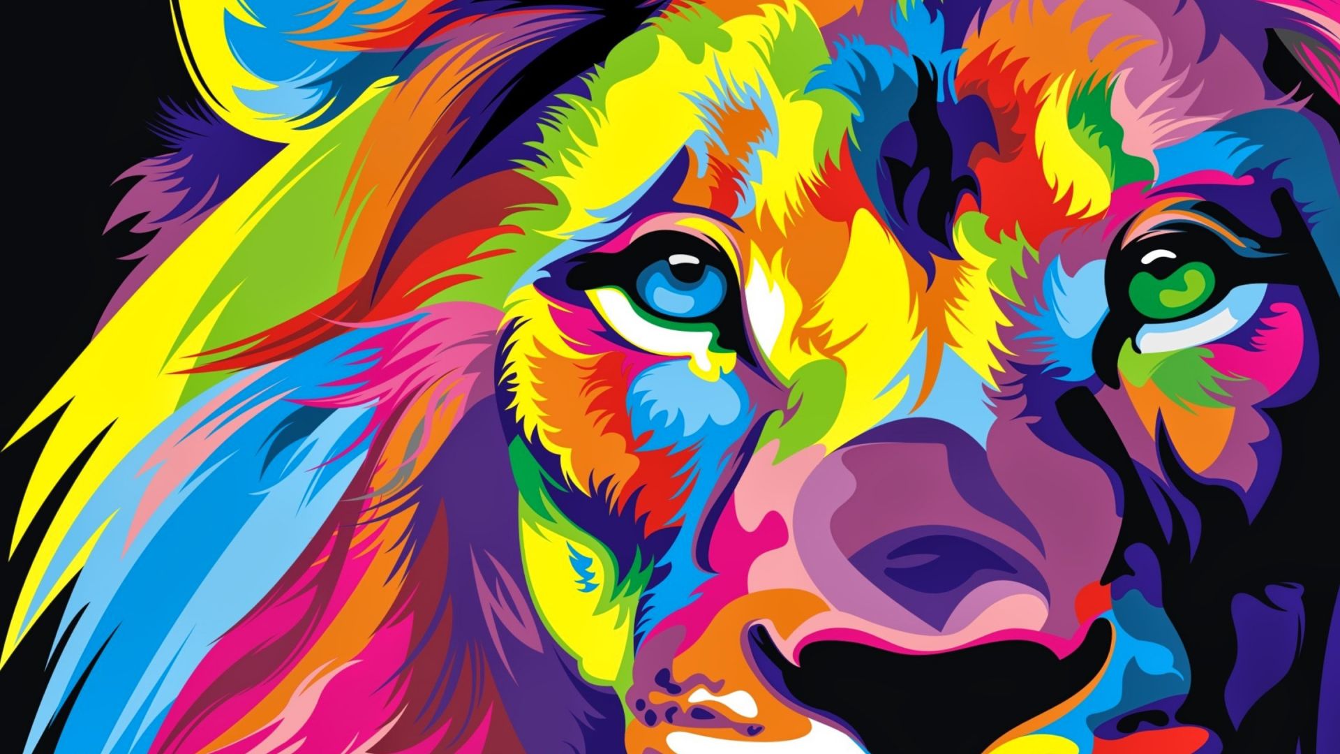 Wallpaper Lion muzzle colorful artwork