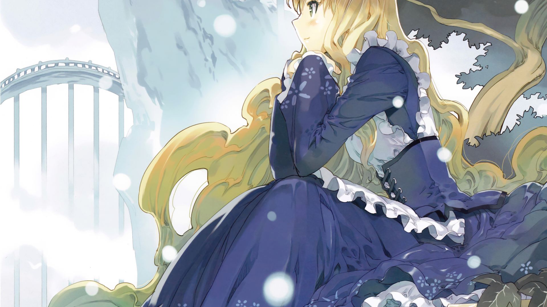 Wallpaper Blonde alice, thinking, Alice in wonderland, anime girl