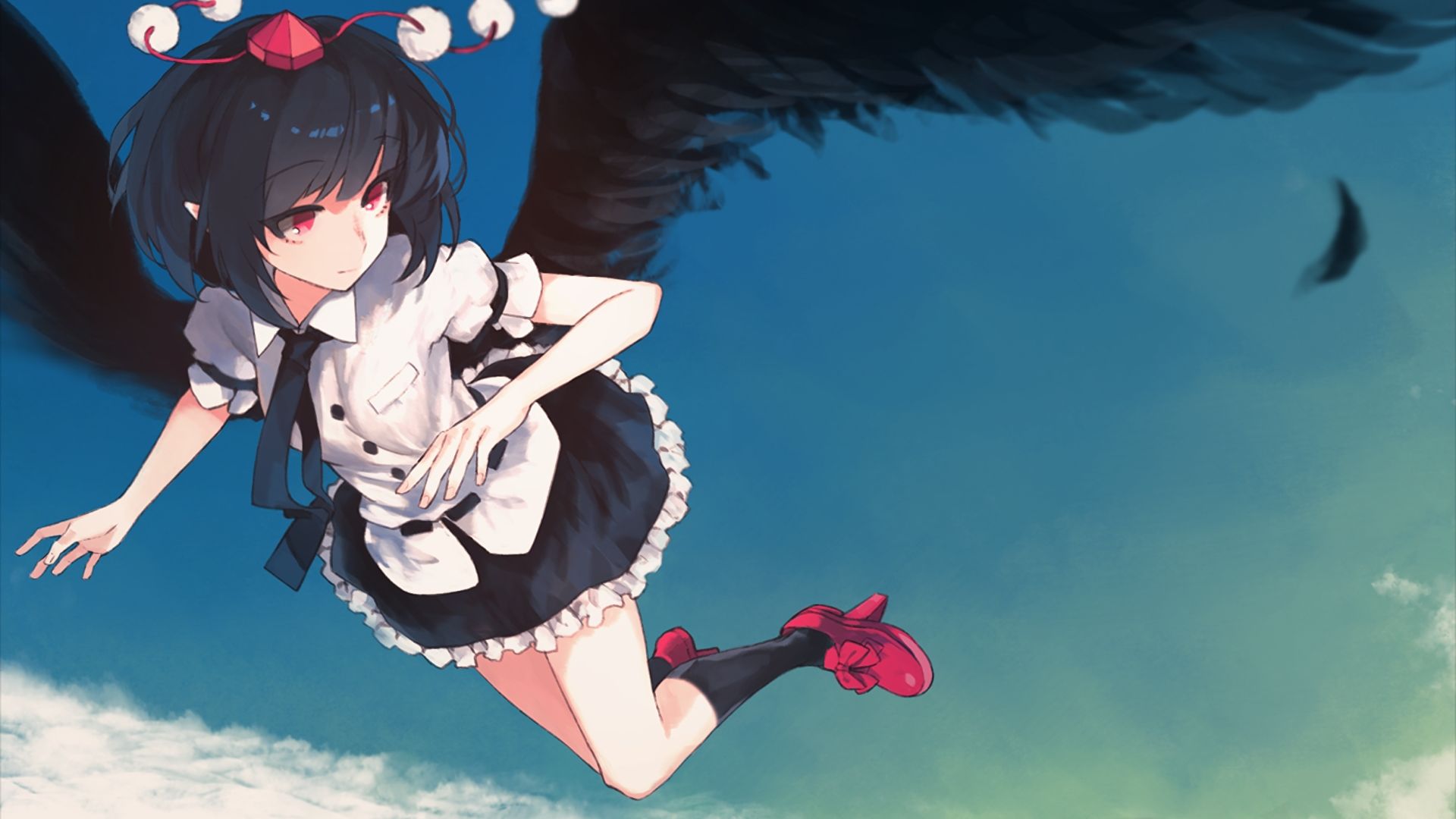 Wallpaper Anime girl with wings, witch
