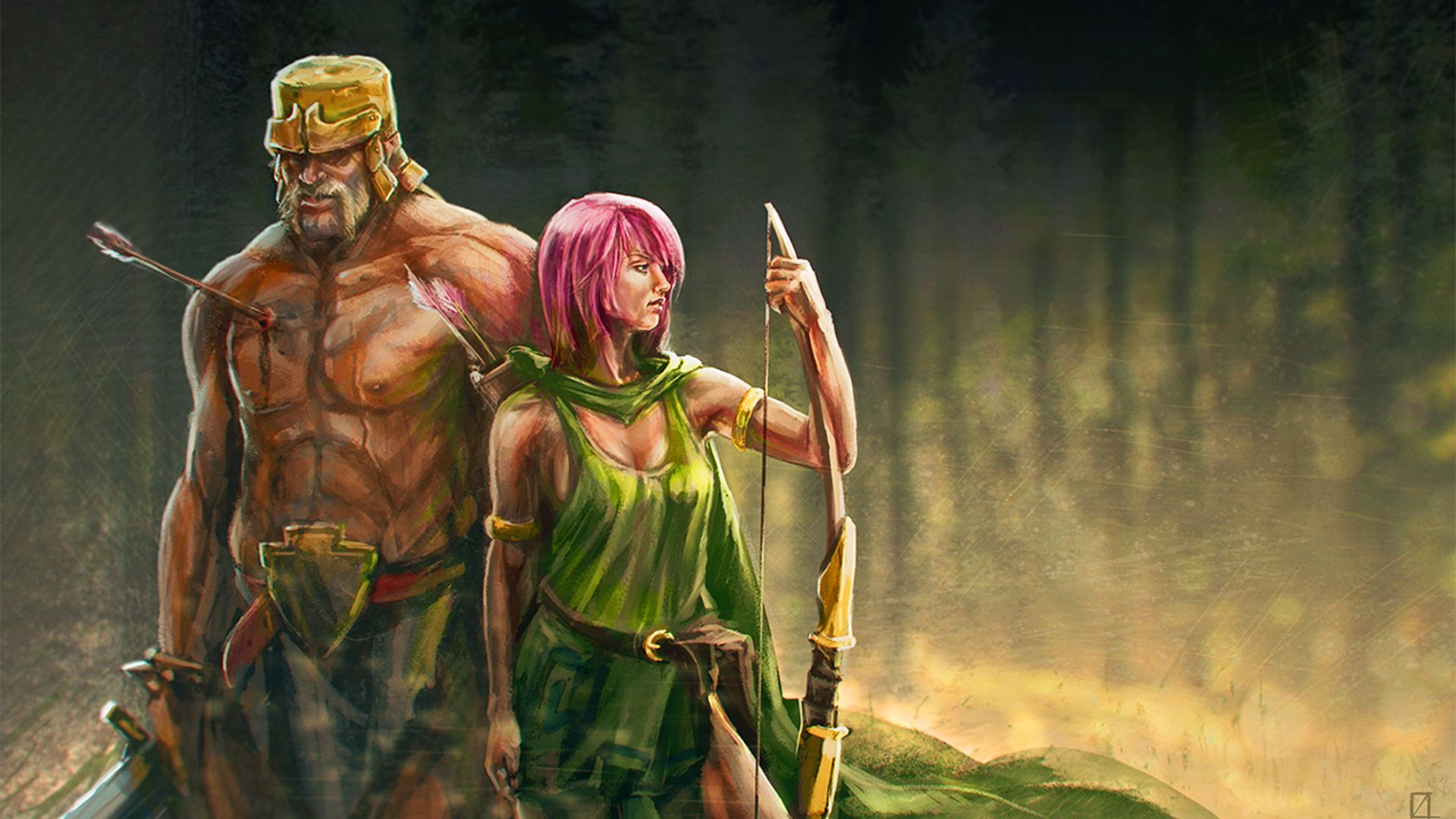 Wallpaper Clash of clans, archer & barbarian, mobile game, art