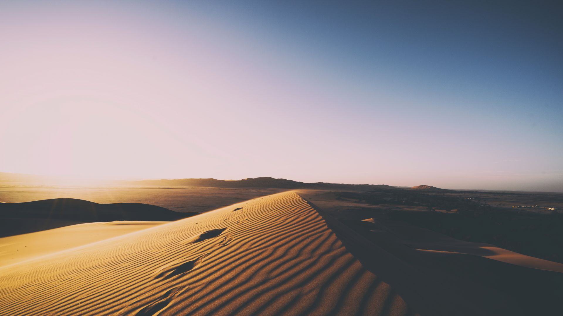 Wallpaper Sunset, desert, dunes, skyline, nature
