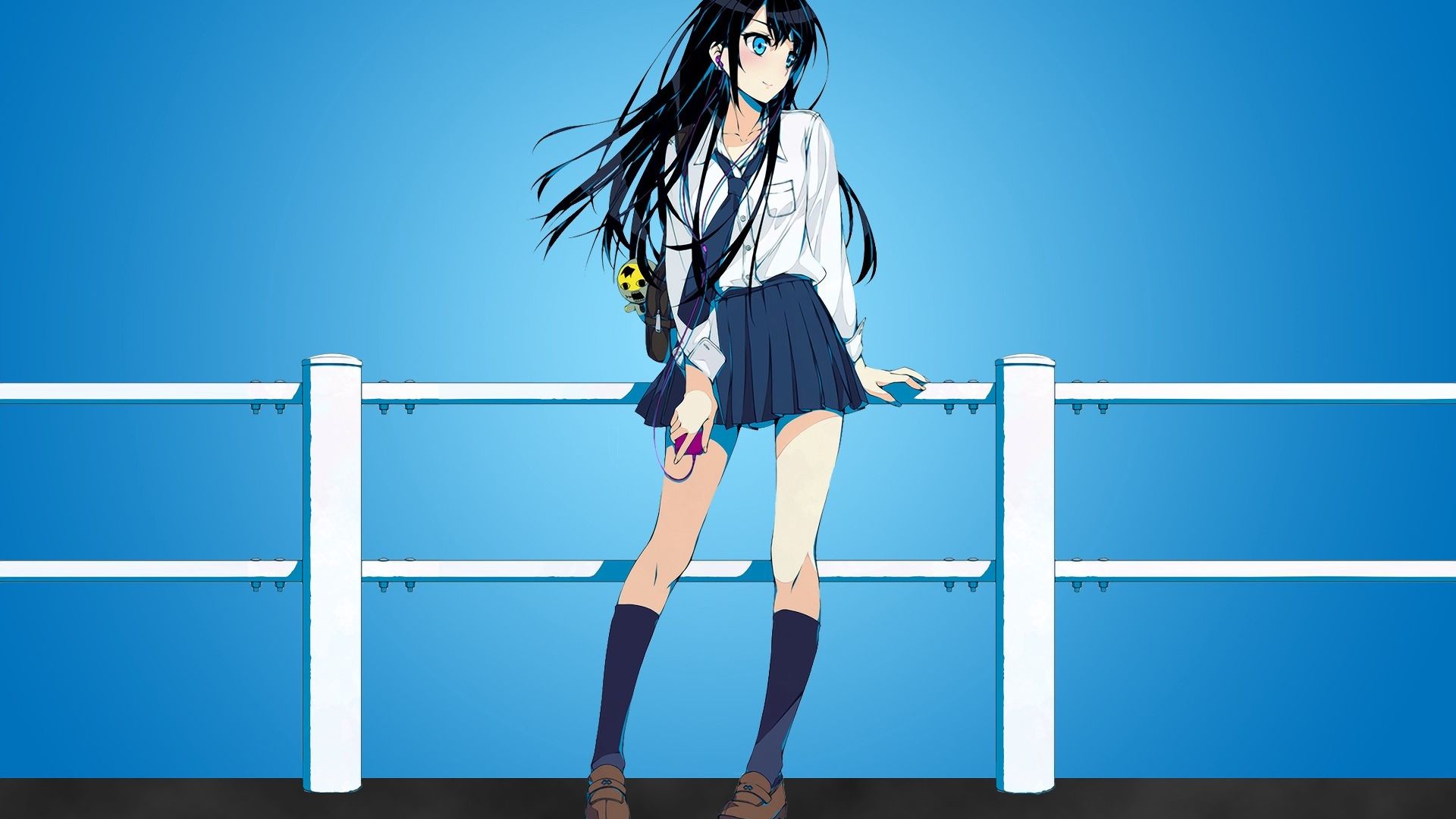 Wallpaper Black long hair anime girl