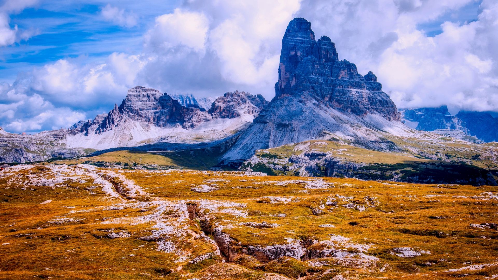 Wallpaper Dolomites, mountains, clouds, landscape