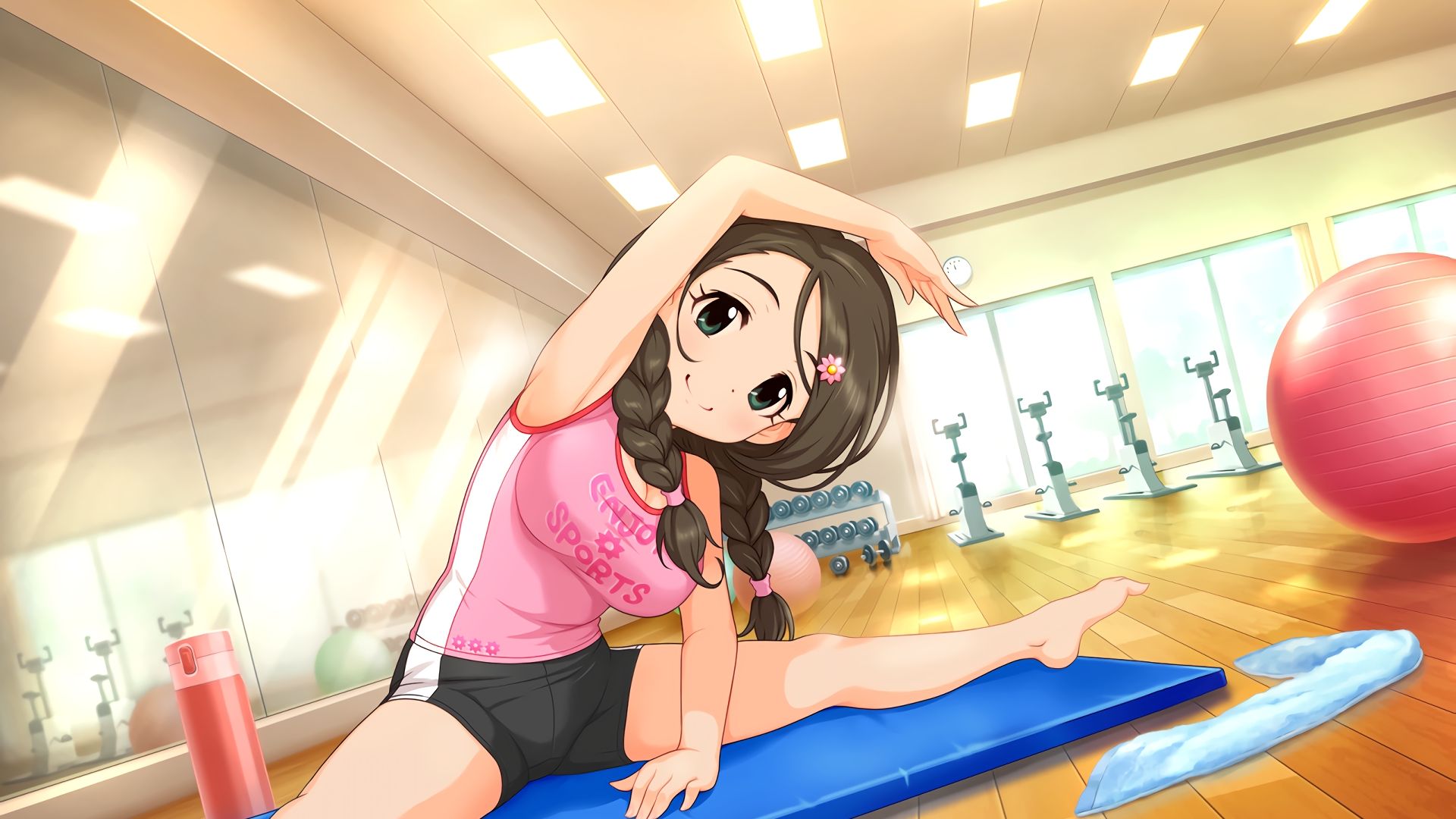 Wallpaper Cute Erika Akanishi, exercise, anime girl