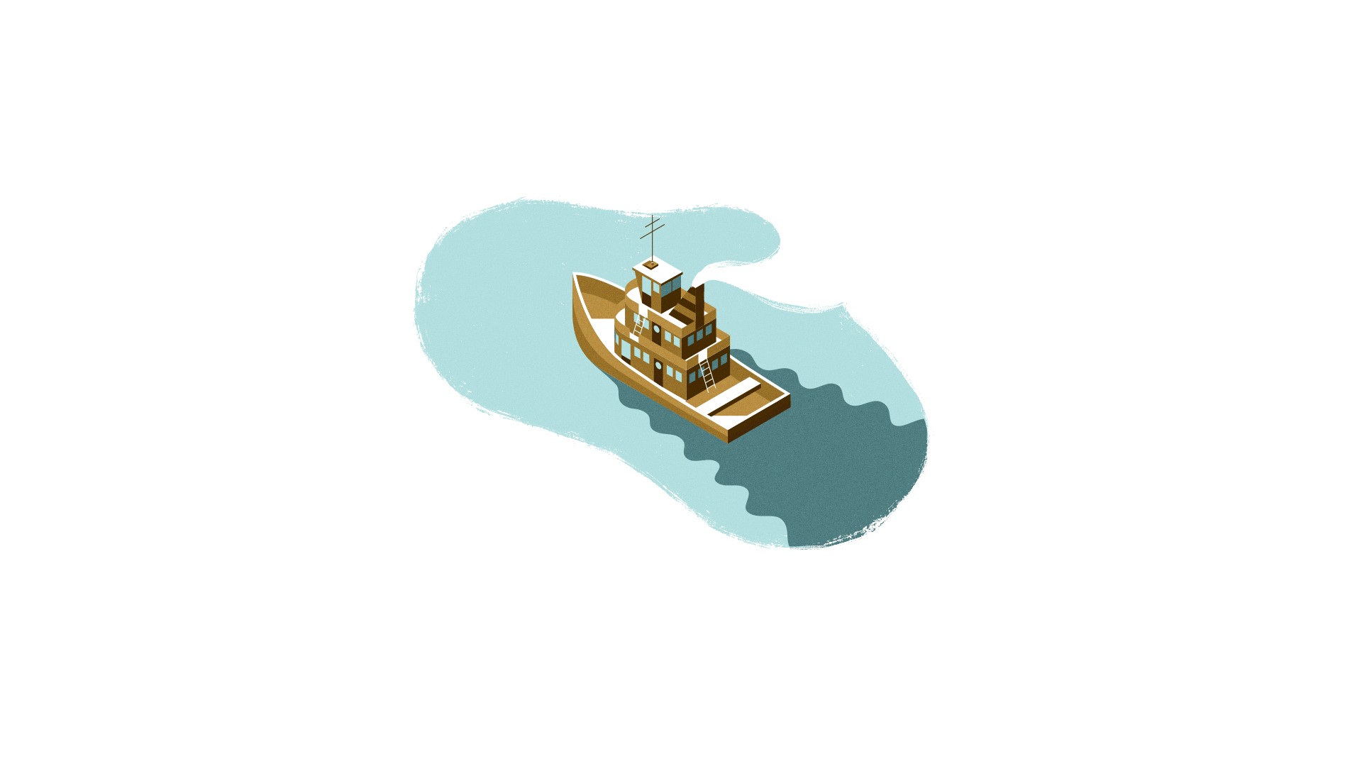 Wallpaper Tugboat, boat, minimal