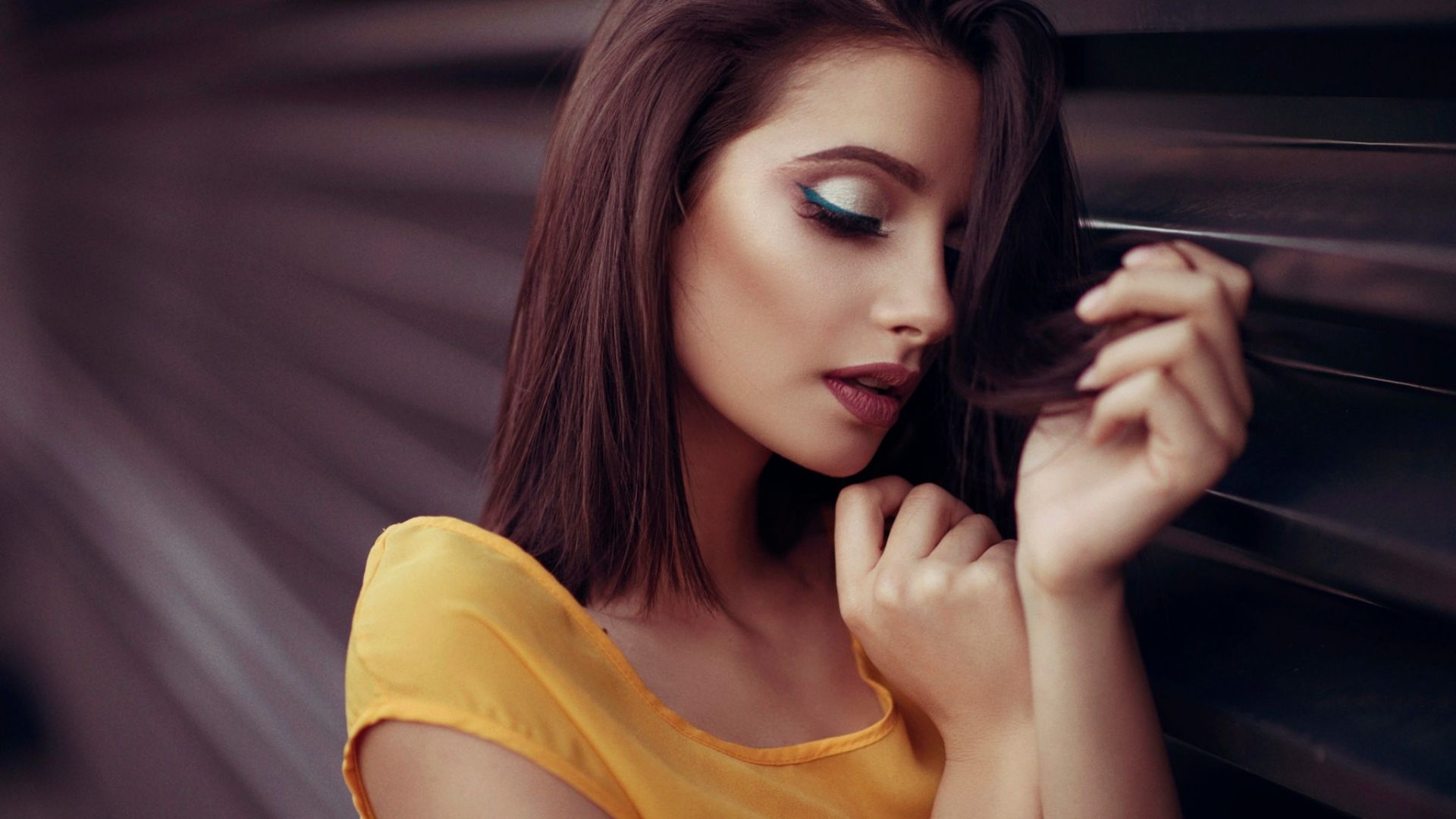 Wallpaper Alexandra Domnita, model, makeup