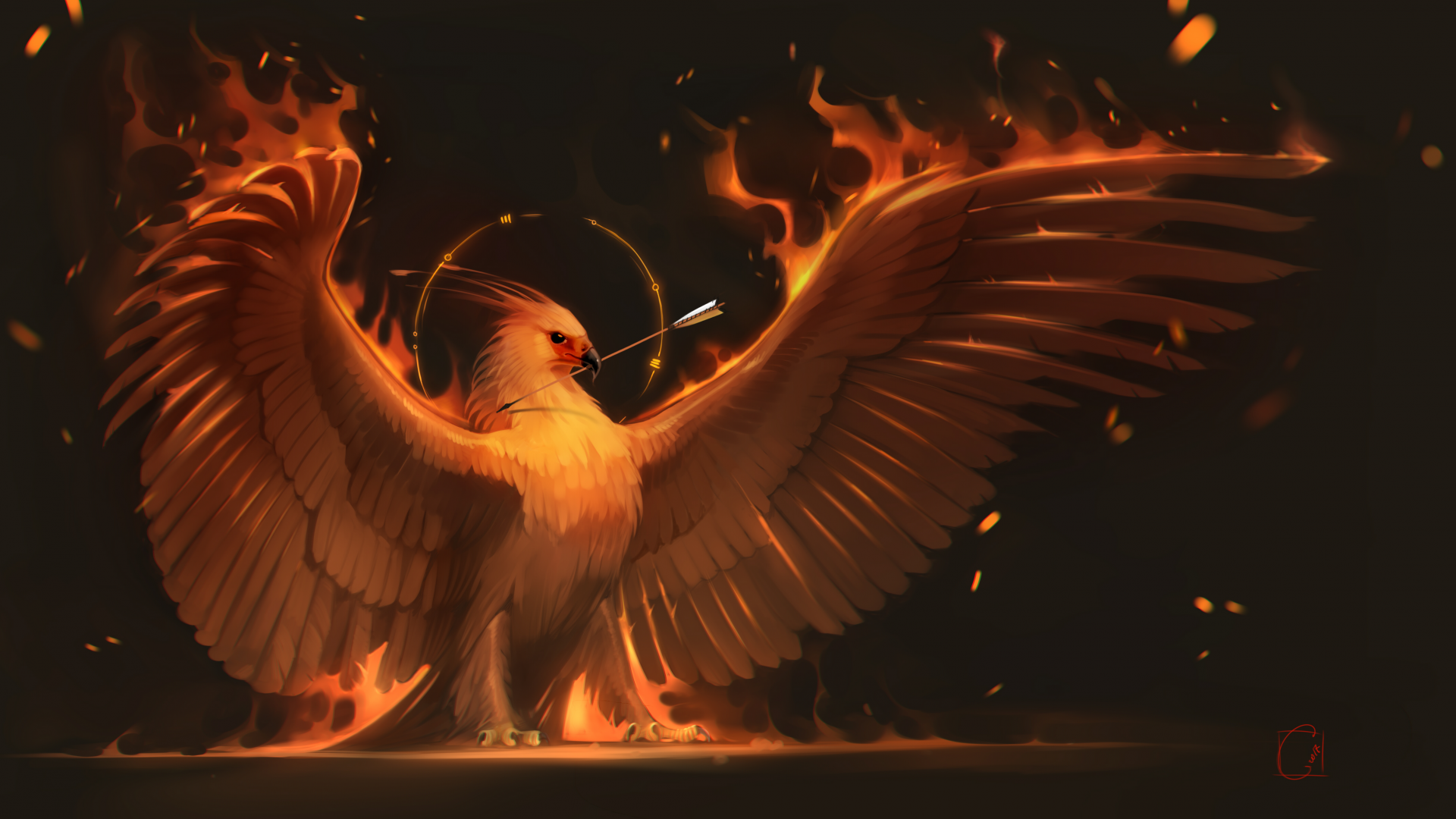 Wallpaper Phoenix bird, artwork