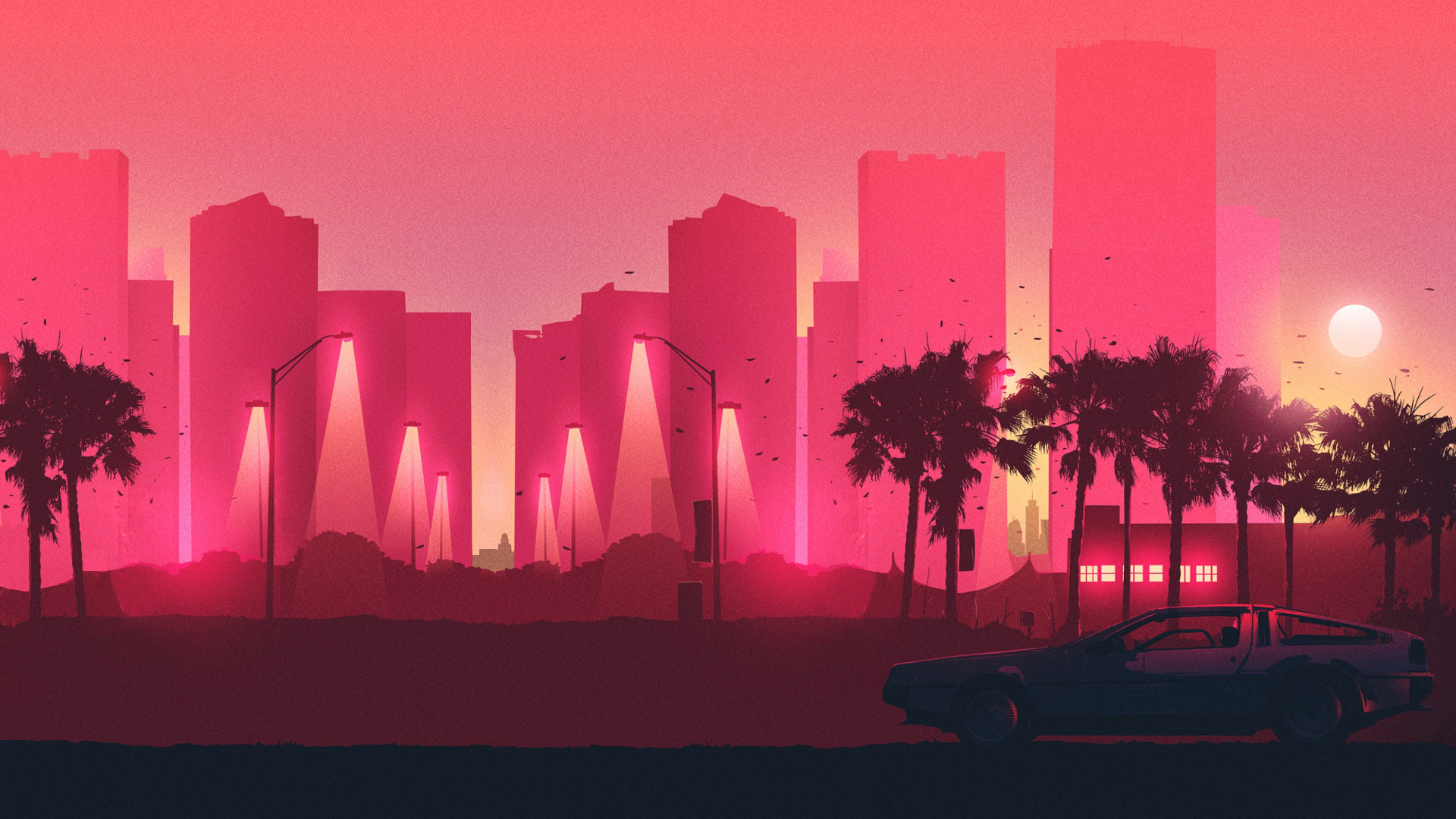 Wallpaper Pink city illustration artwork
