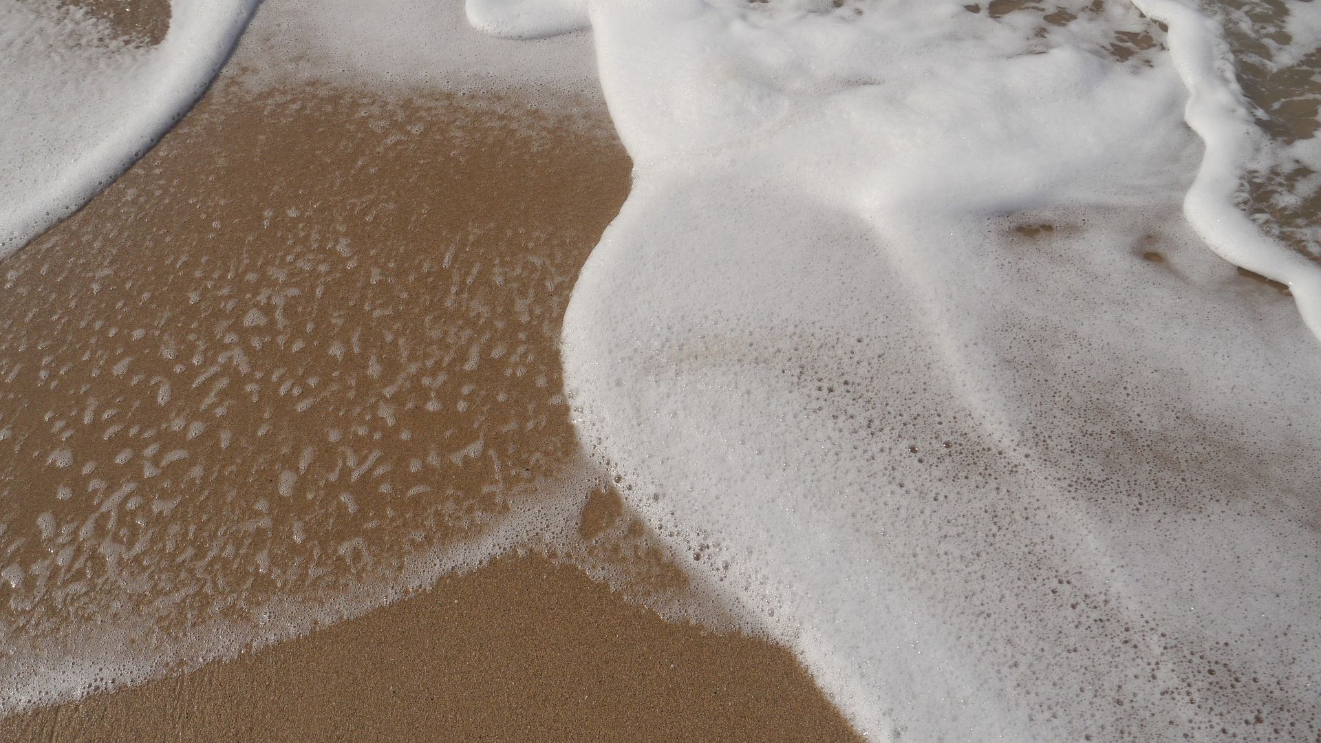 Wallpaper Beach, sea waves, foam, sand