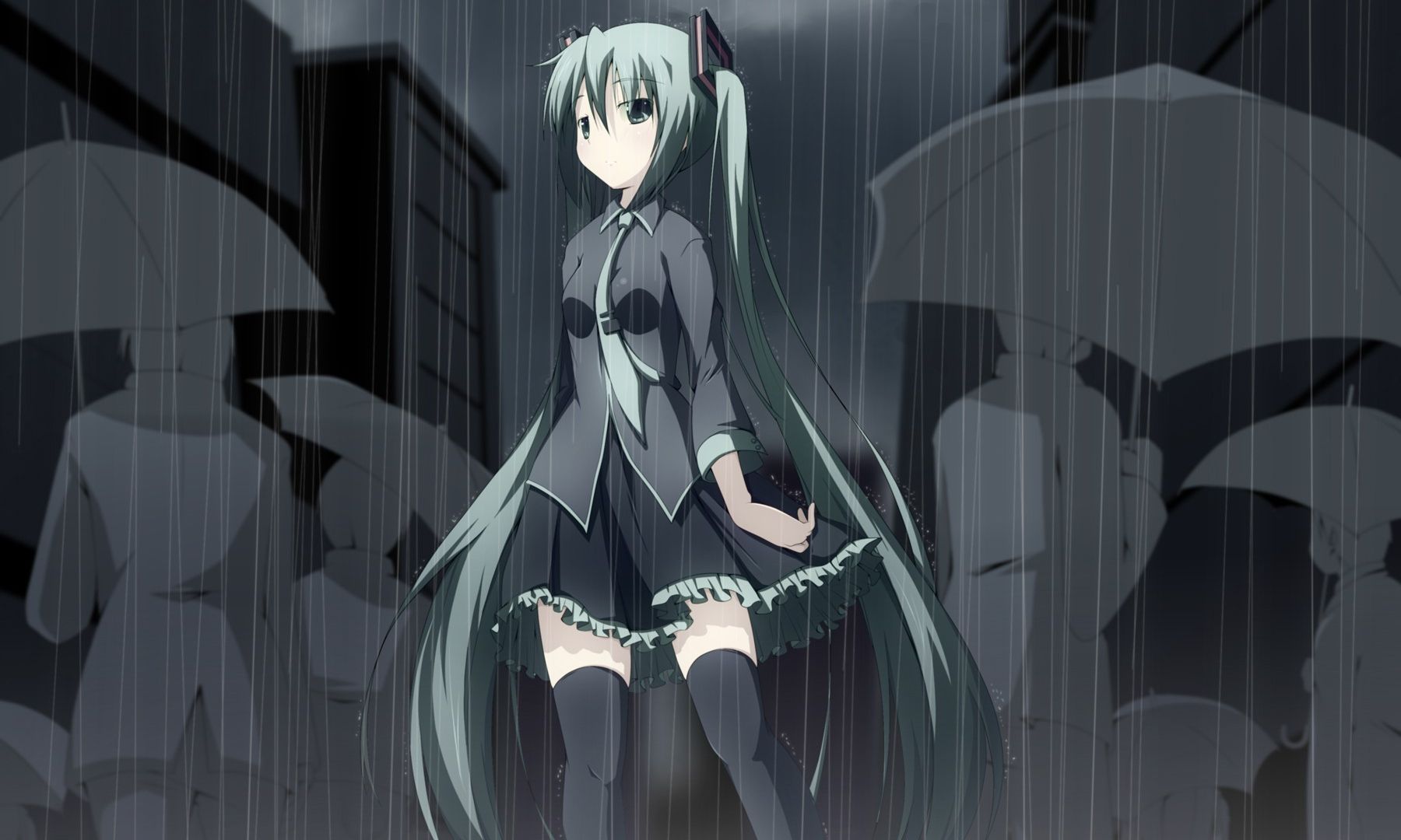 Desktop Wallpaper Hatsune Miku In Rain, Anime, Hd Image, Picture,  Background, O6xf5f