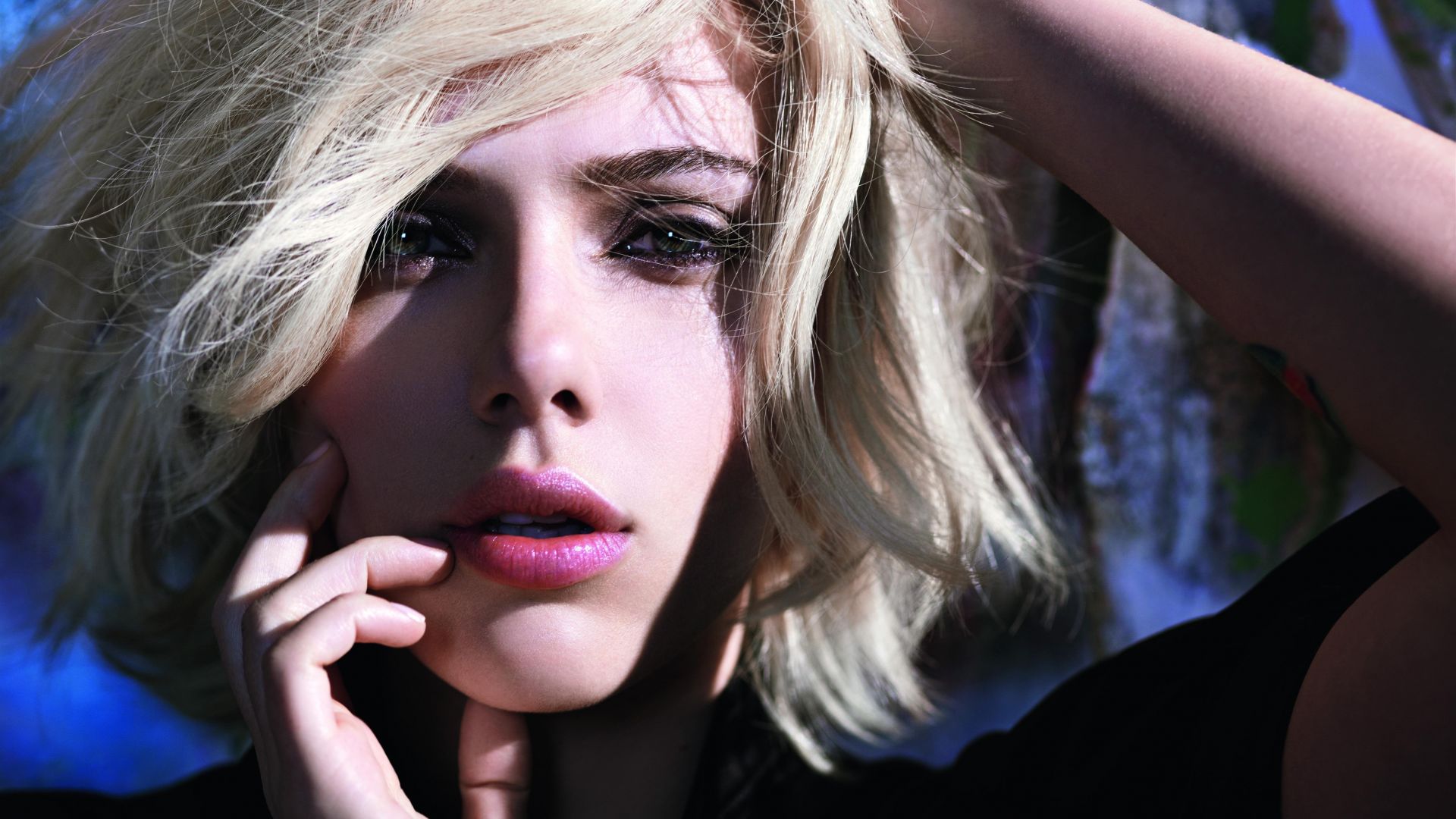 Wallpaper Scarlett Johansson, blonde actress, portrait
