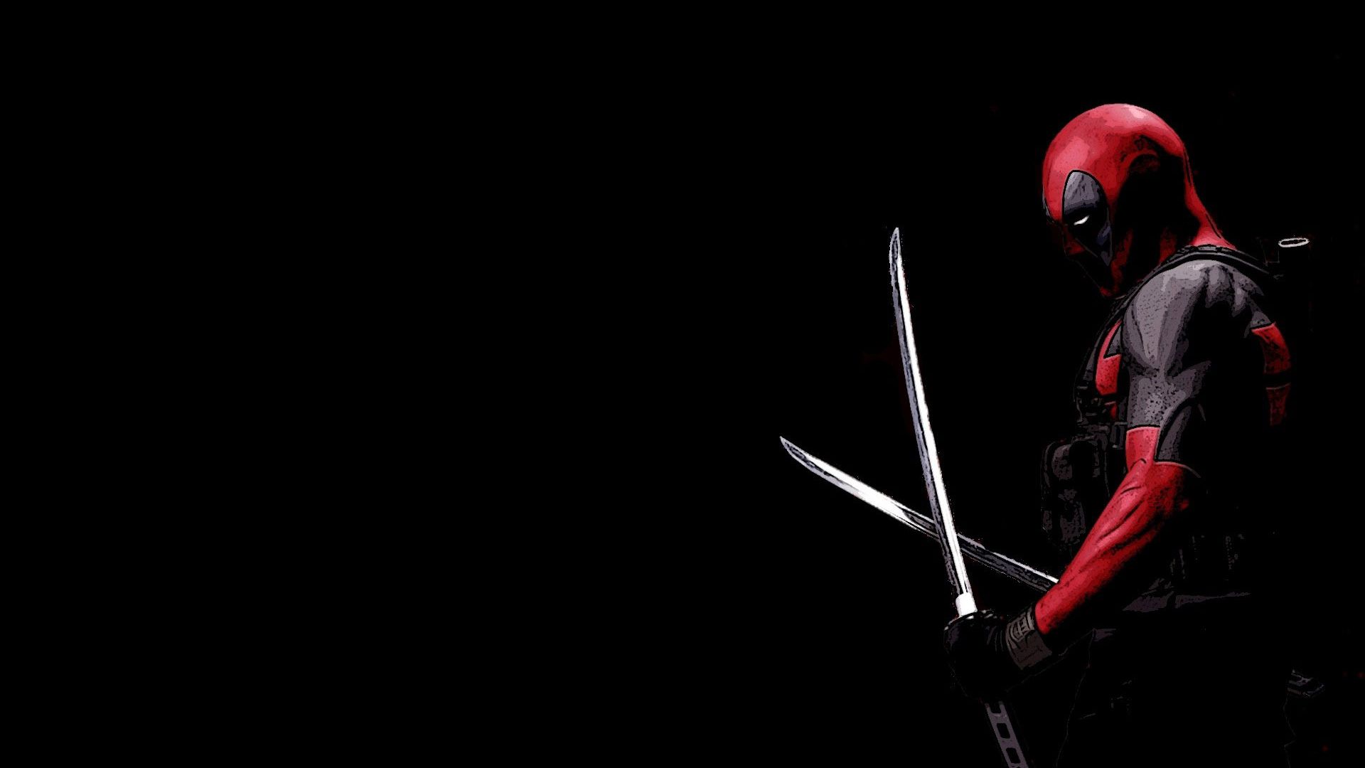 Wallpaper Deadpool with swords, dark
