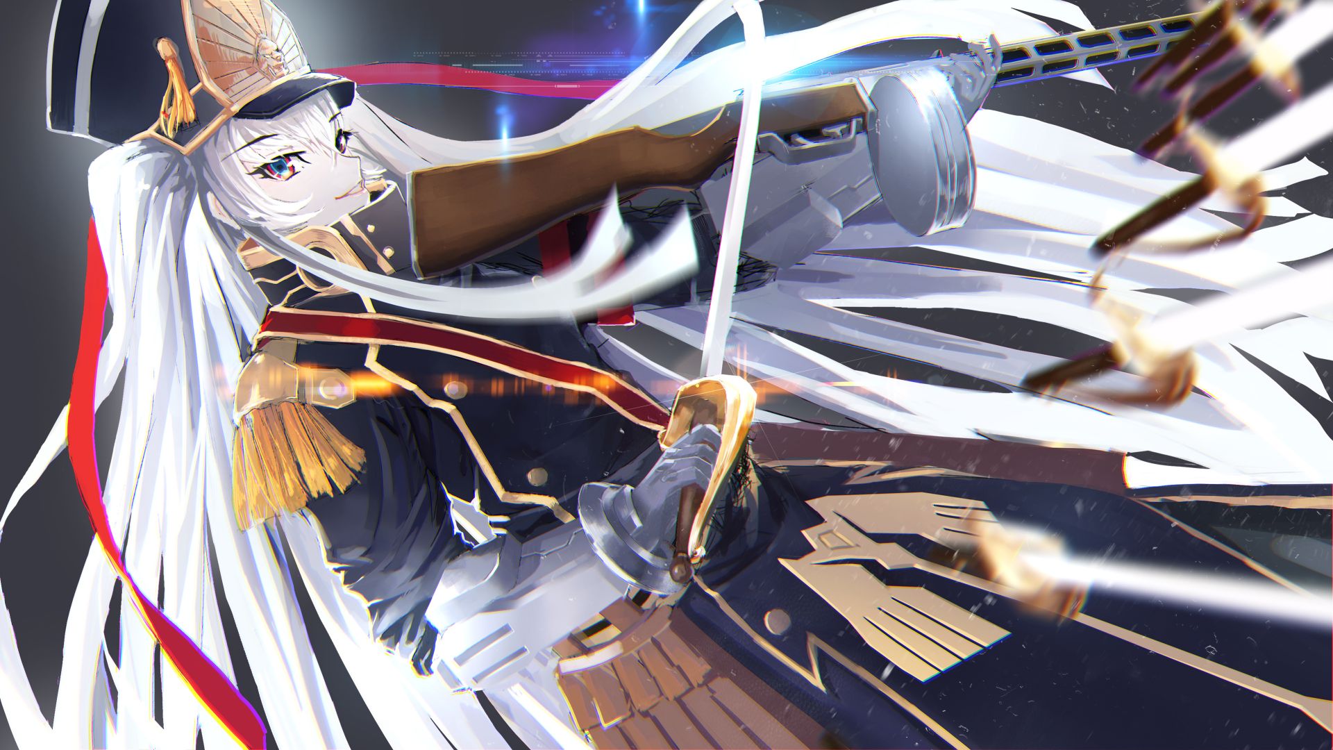 Wallpaper Re:creators, anime girl with guns and sword