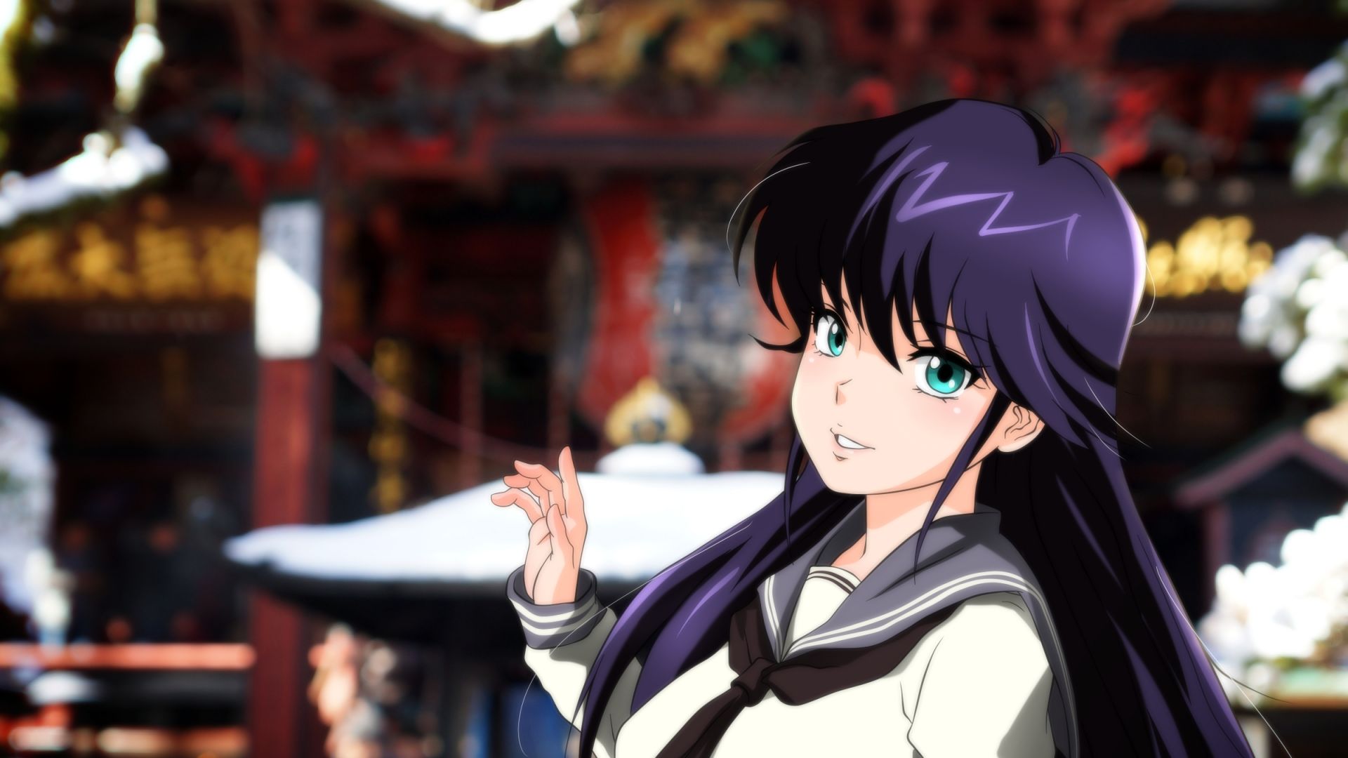Wallpaper Purple hair, anime girl, Madoka Ayukawa, Kimagure Orange Road