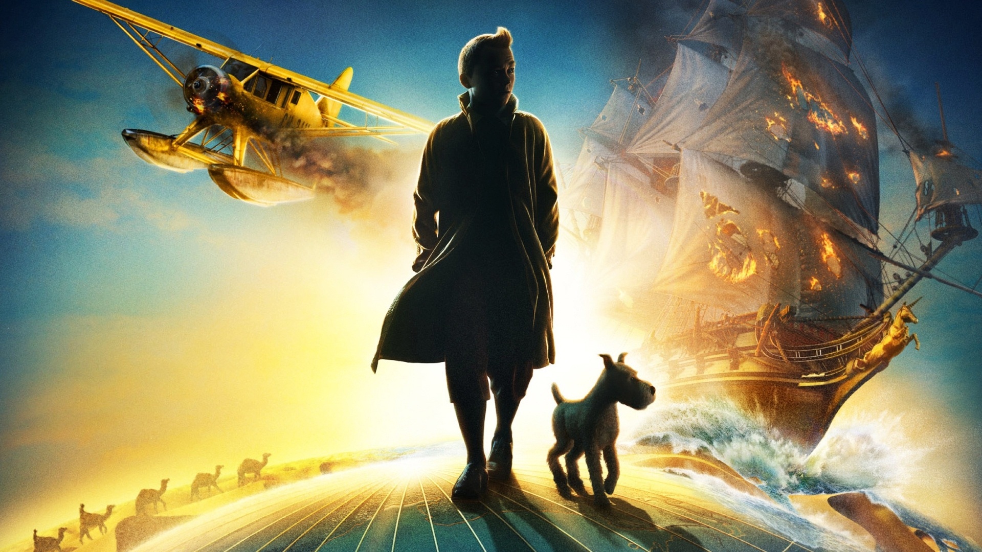 Wallpaper The Adventures of Tintin, 2011 movie, poster