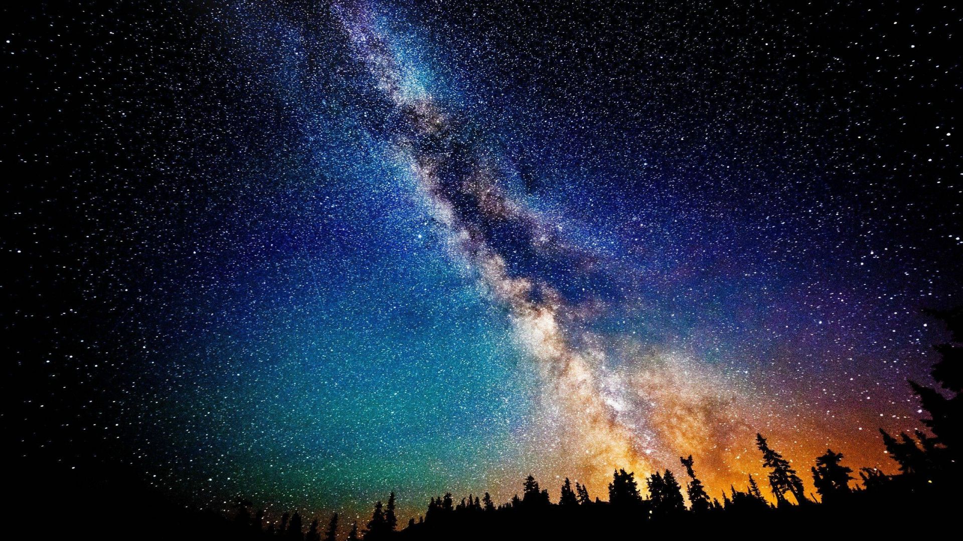 Wallpaper Milky way galaxy, night, landscape
