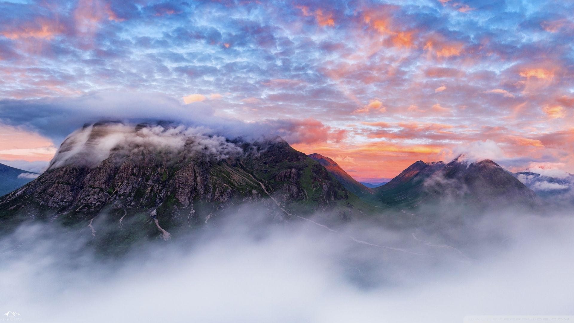 Wallpaper Mountains, clouds, nature, fog