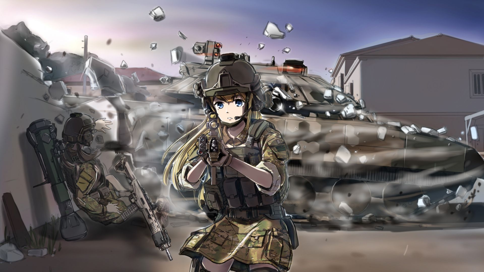 Wallpaper Original characters military anime girl