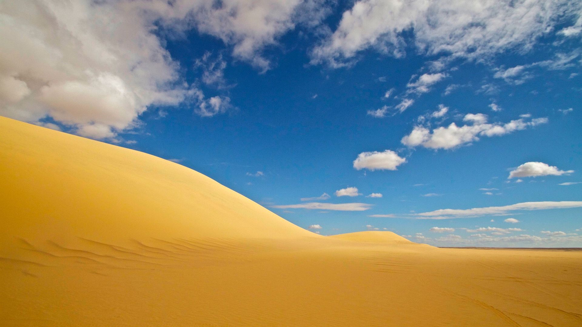 Wallpaper Desert, dunes, sand, clouds, nature