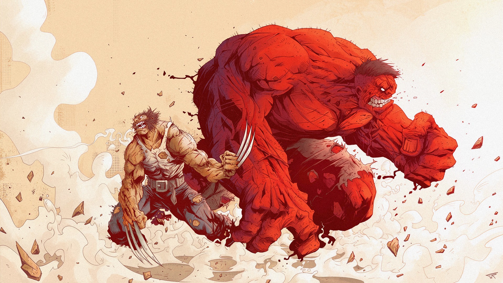 Wallpaper Angry hulk, wolverine, logan, marvel comics artwork
