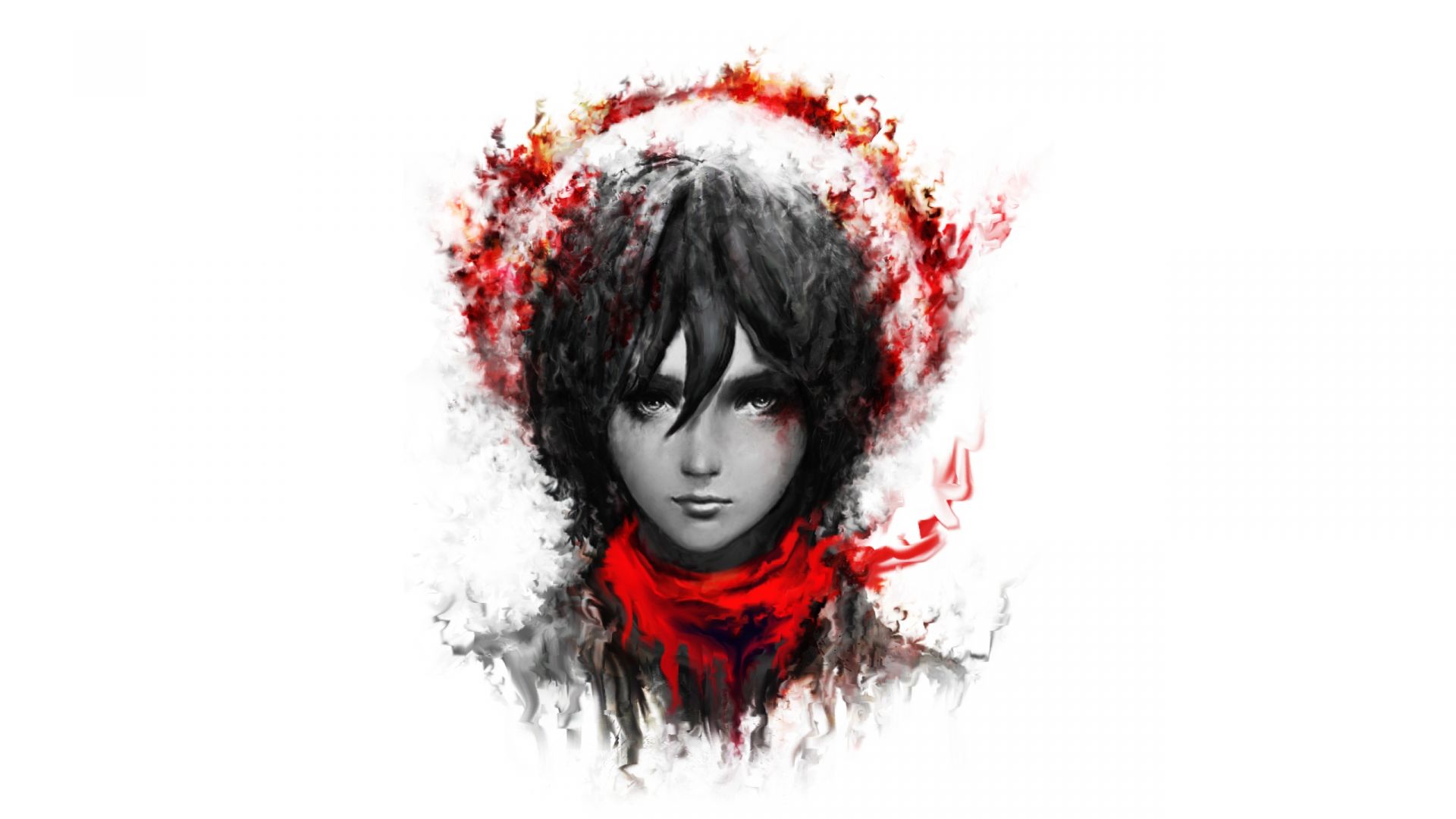 Wallpaper Mikasa Ackerman, Attack On Titan, anime, anime girl, face, art