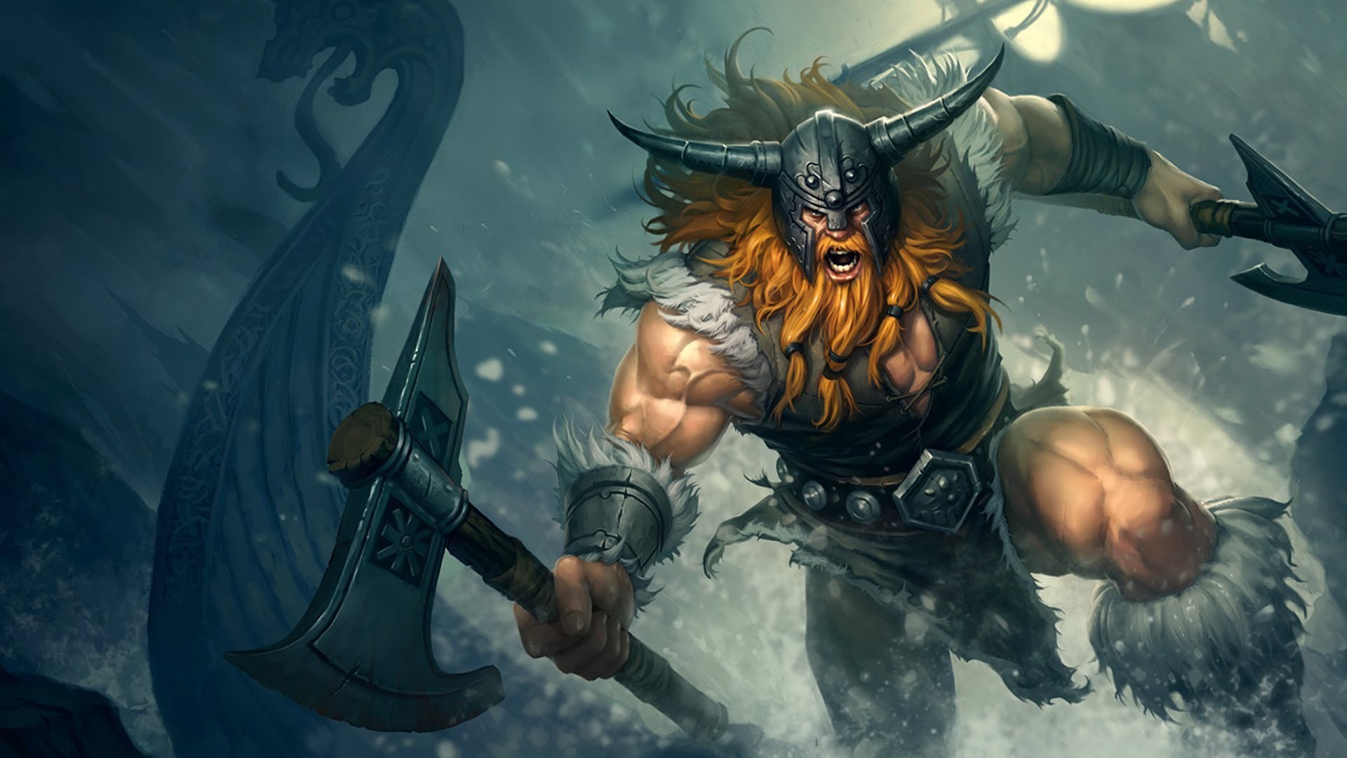 Wallpaper Angry warrior, viking, League of legends video game, gaming