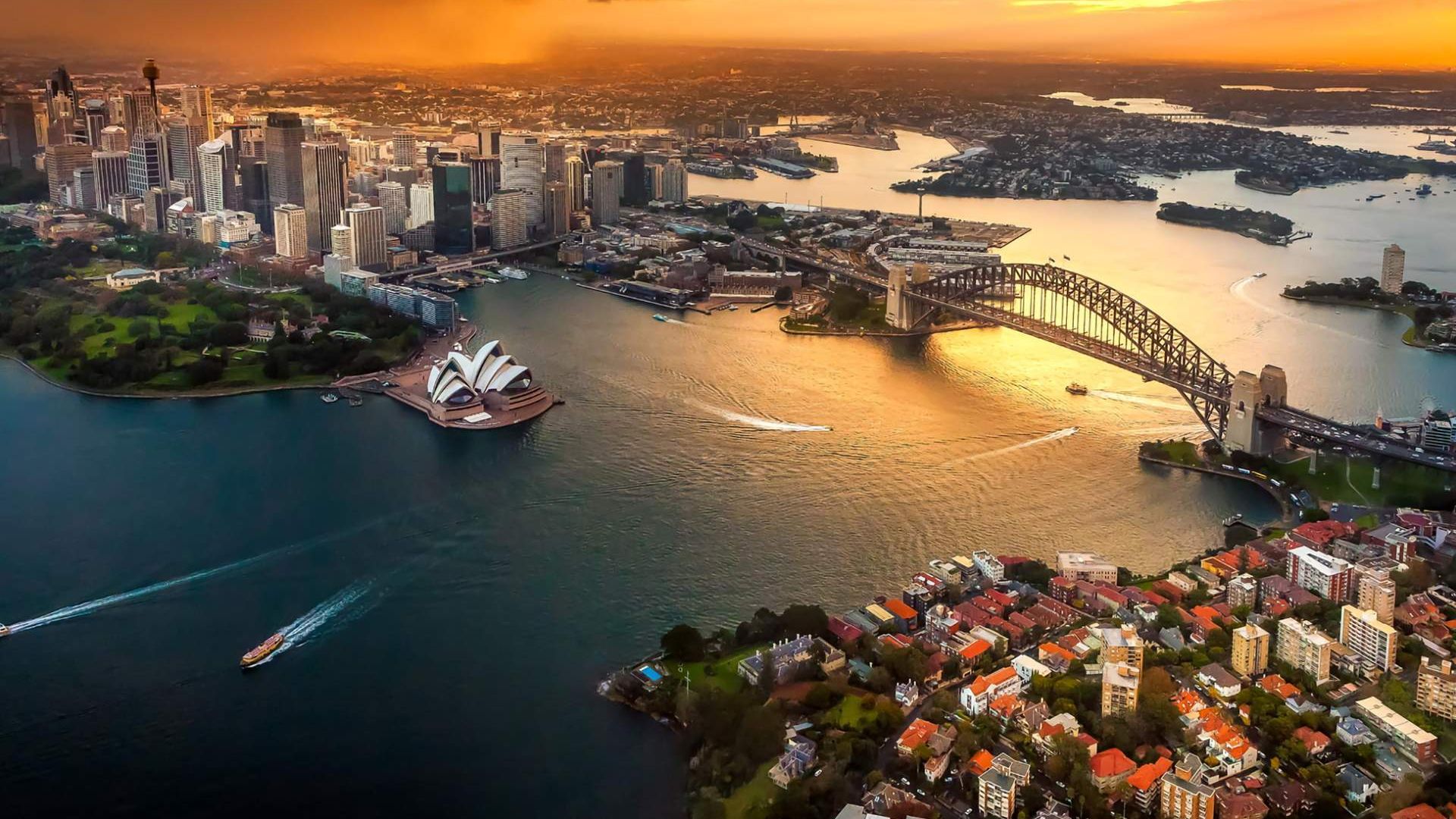 Wallpaper Sydney australia city aerial view