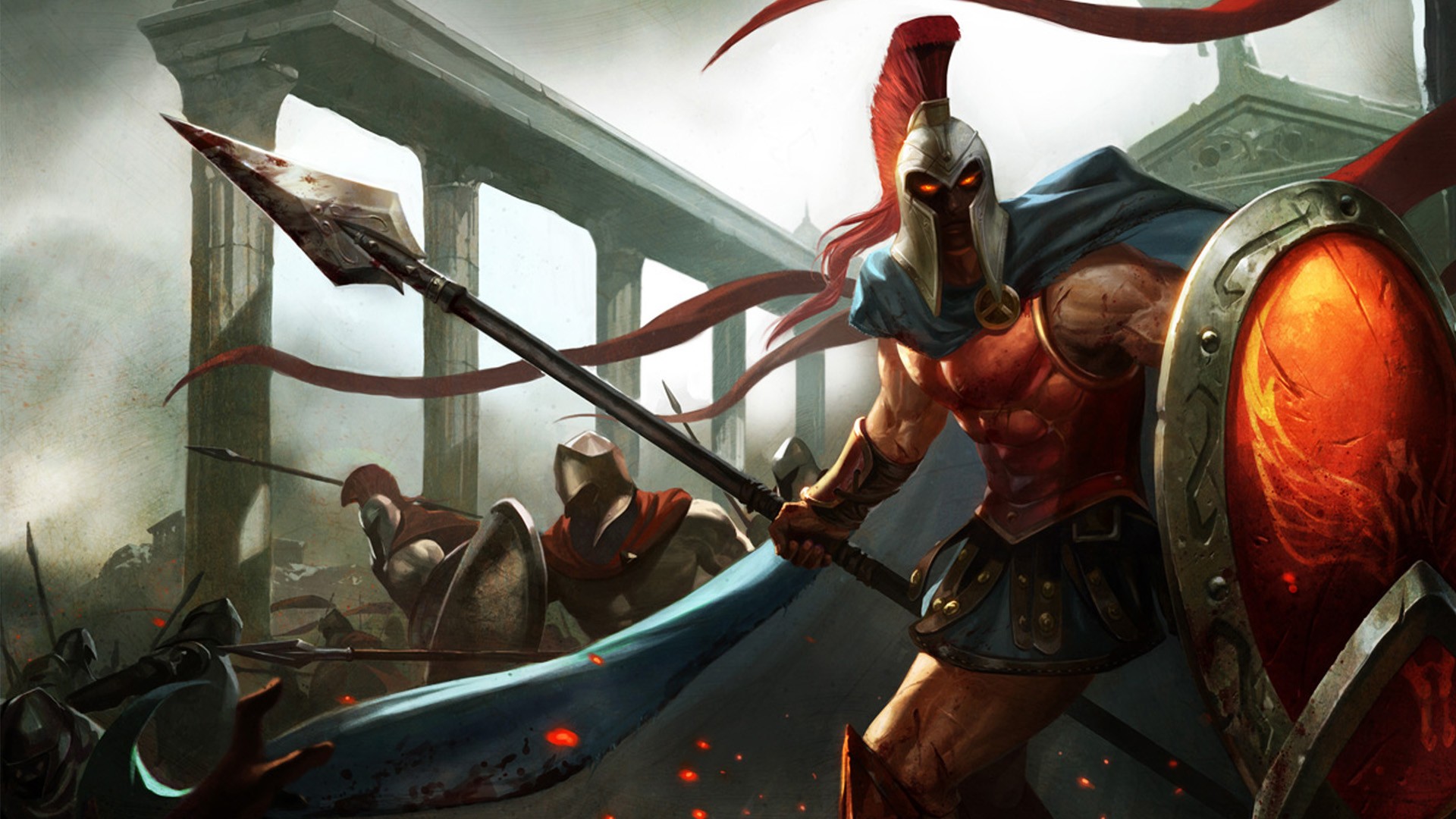 Wallpaper League of legends online game, spartan, warrior