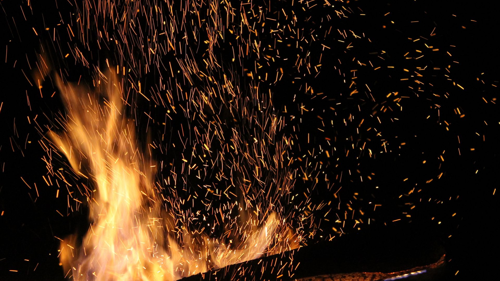Wallpaper Fire, campfire, flames at night