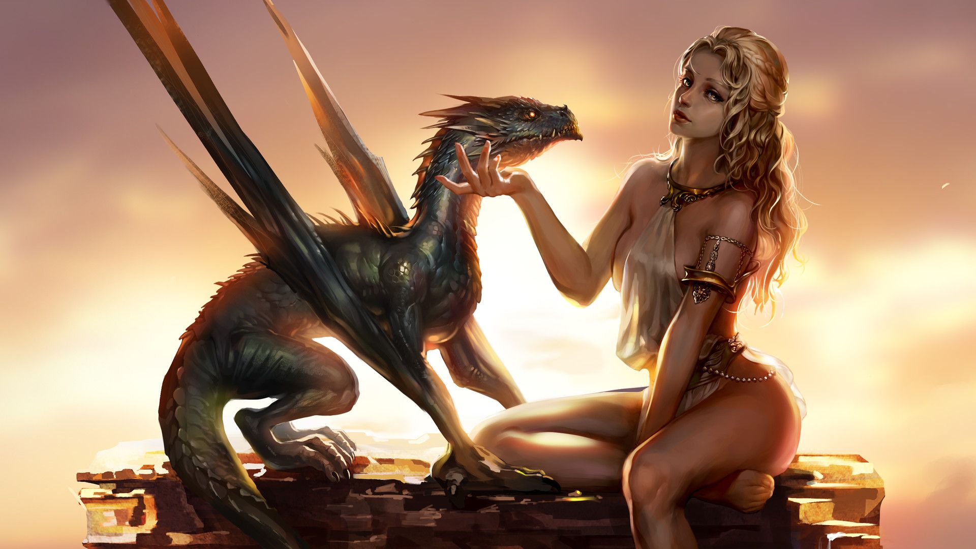 Wallpaper Daenerys Targayen, Dragons, artwork