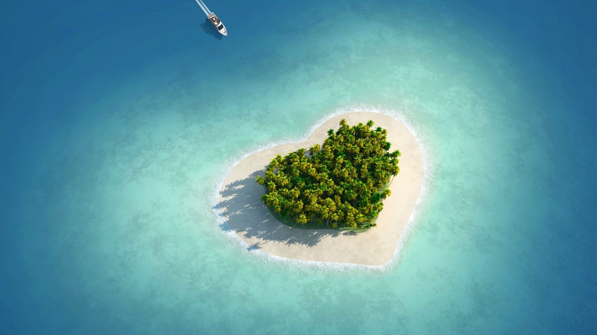 Wallpaper Heart shaped tropical island