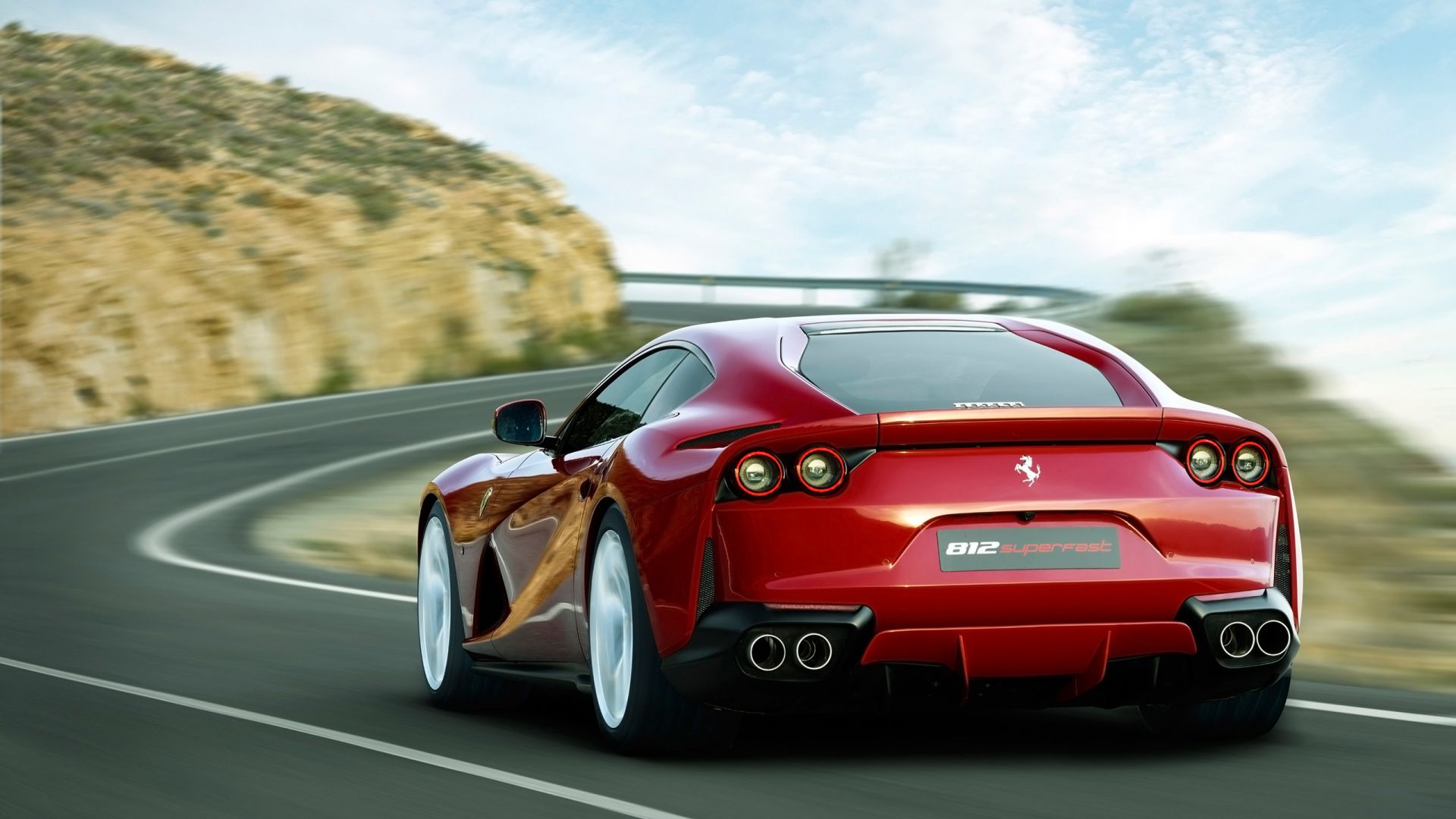 Desktop Wallpaper Ferrari 812, Sport Superfast, Red Car, Rear View, Hd Image,  Picture, Background, Qvnmg