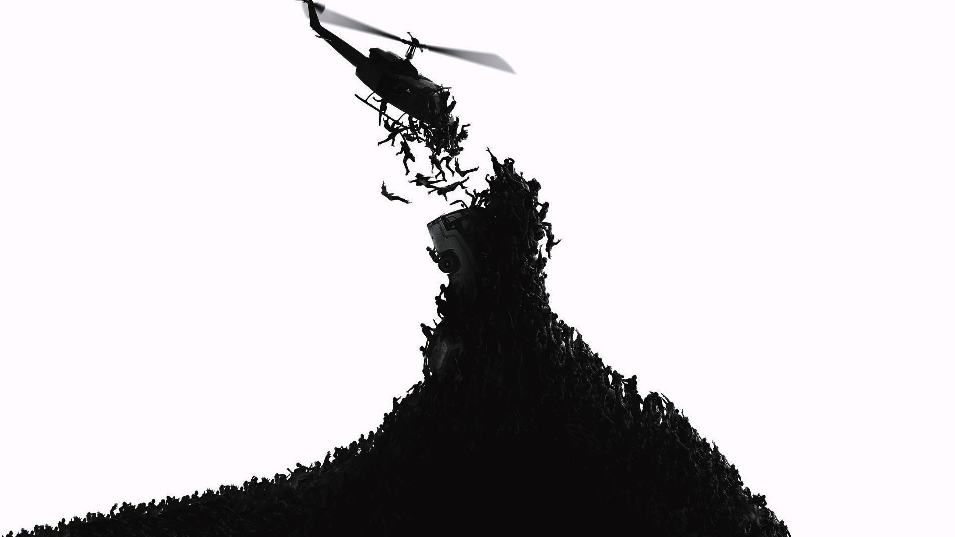 Wallpaper World war z, movie, helicopter, zombies