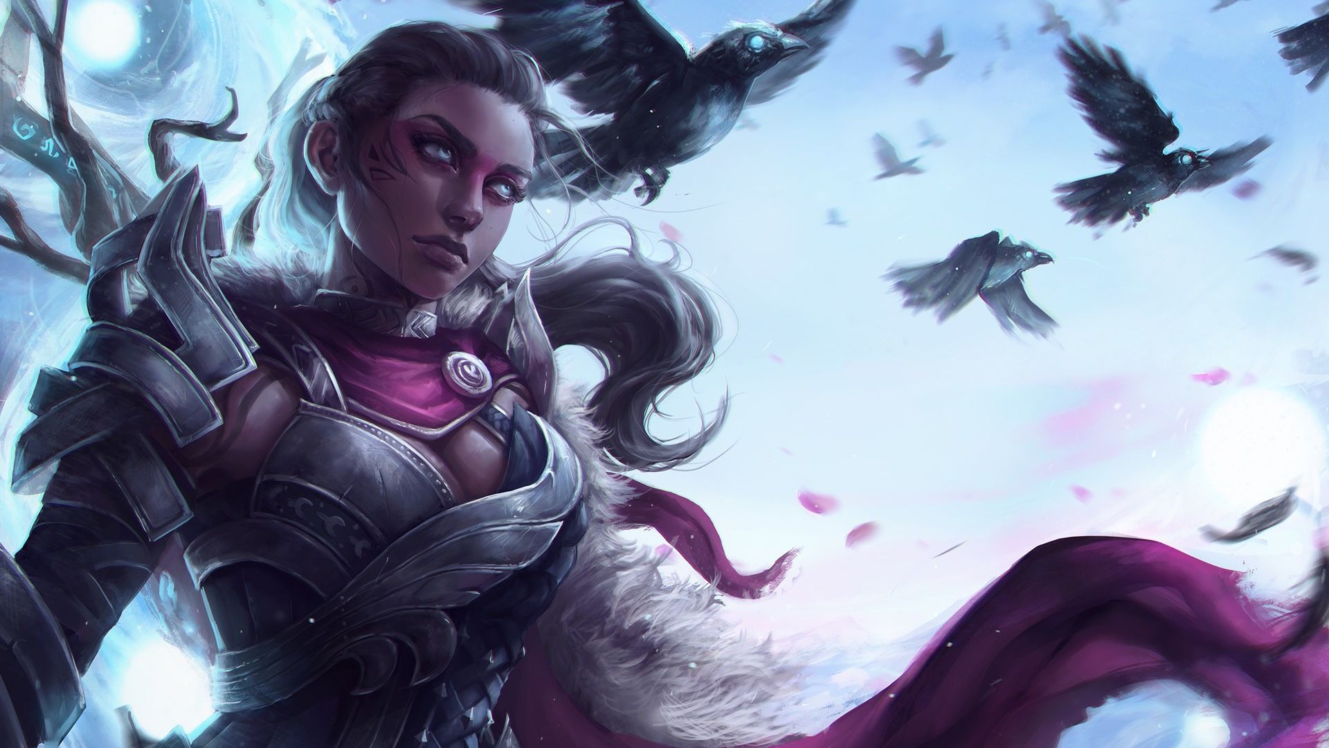 Wallpaper Raven, girl warrior, fantasy, art