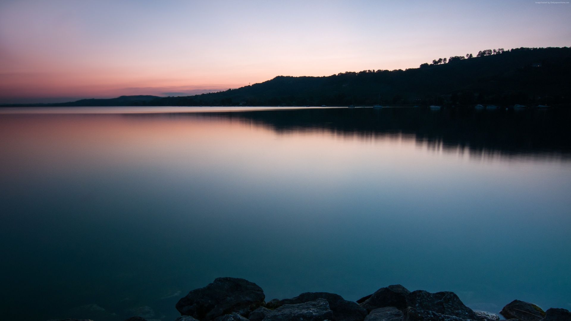 Wallpaper Lake Morat, sunrise, nature