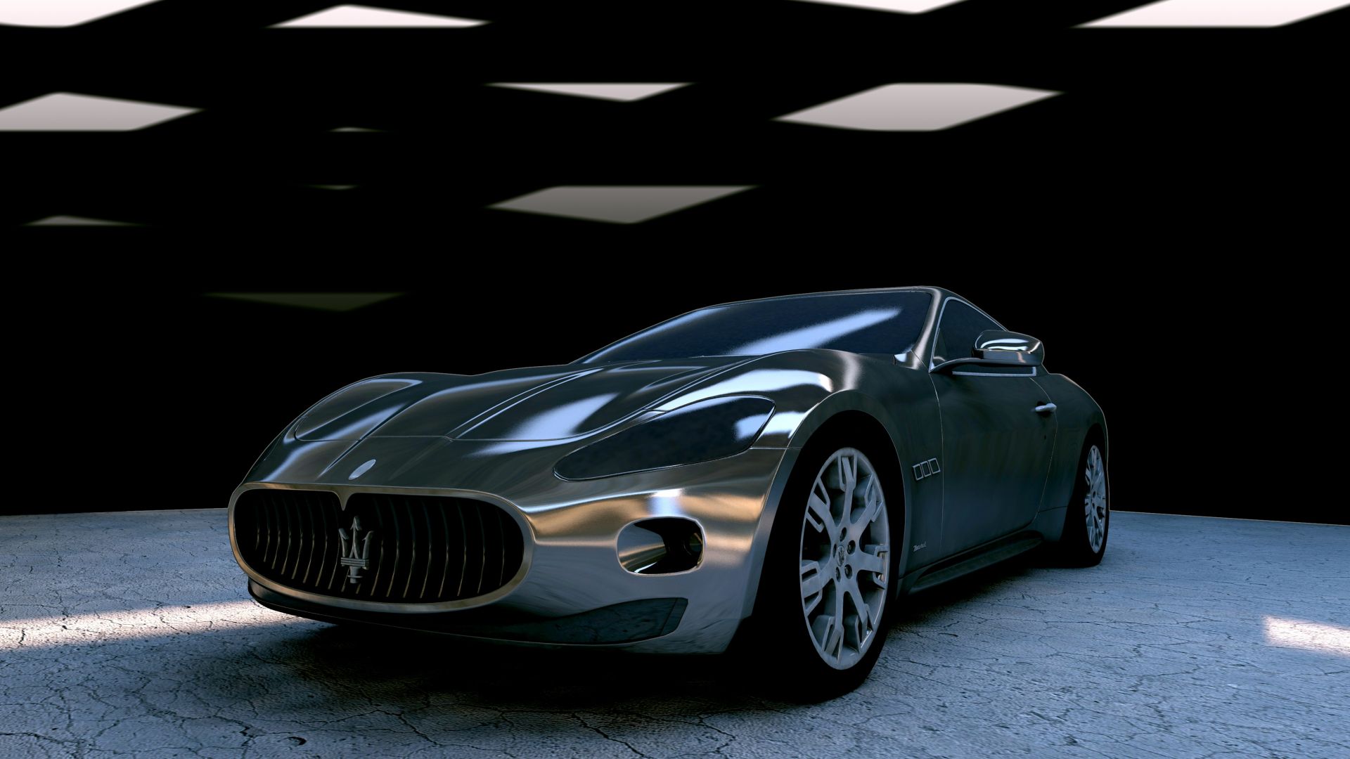 Wallpaper Maserati GT sliver car
