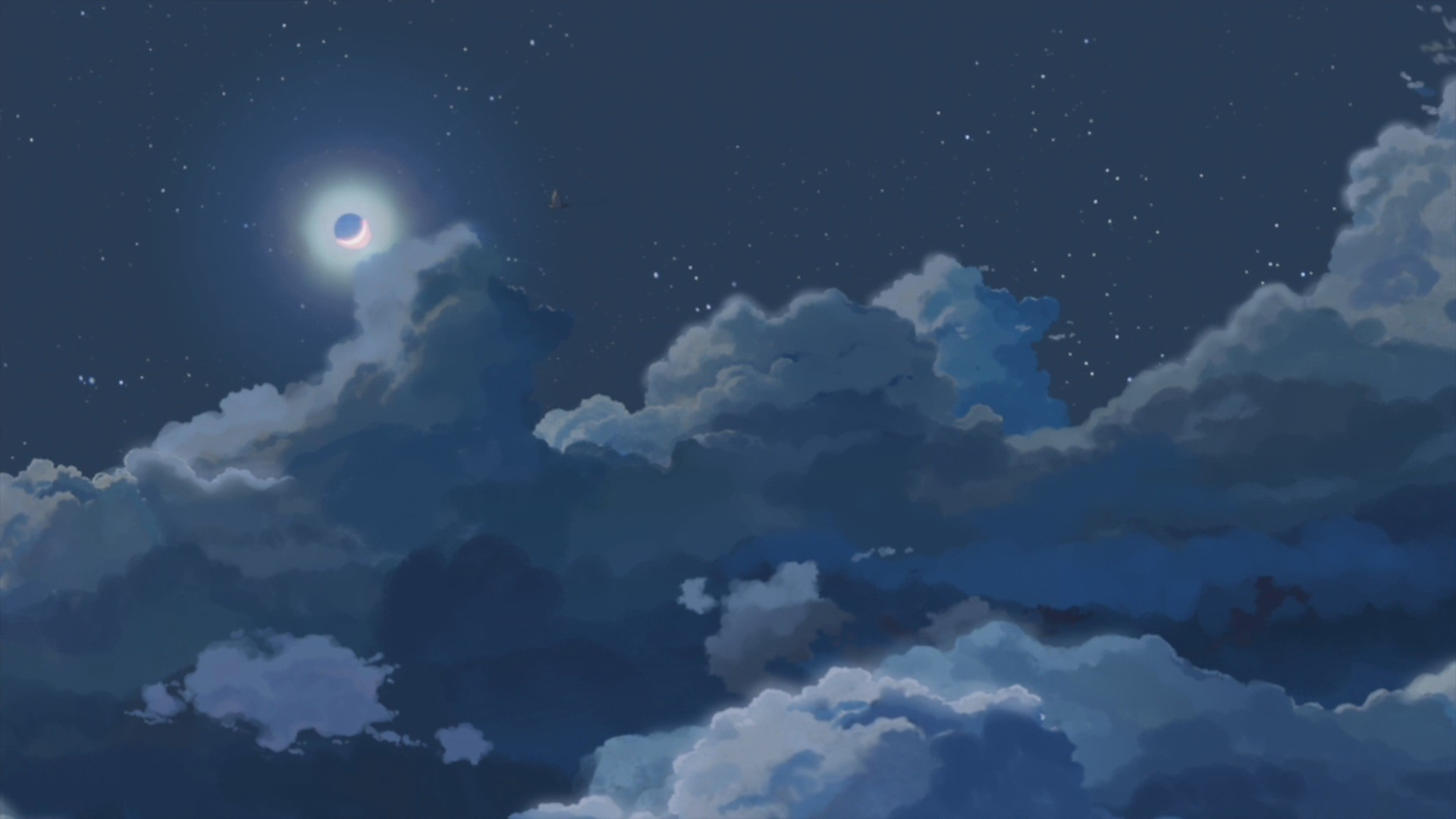 Wallpaper Moon, Clouds, night, art