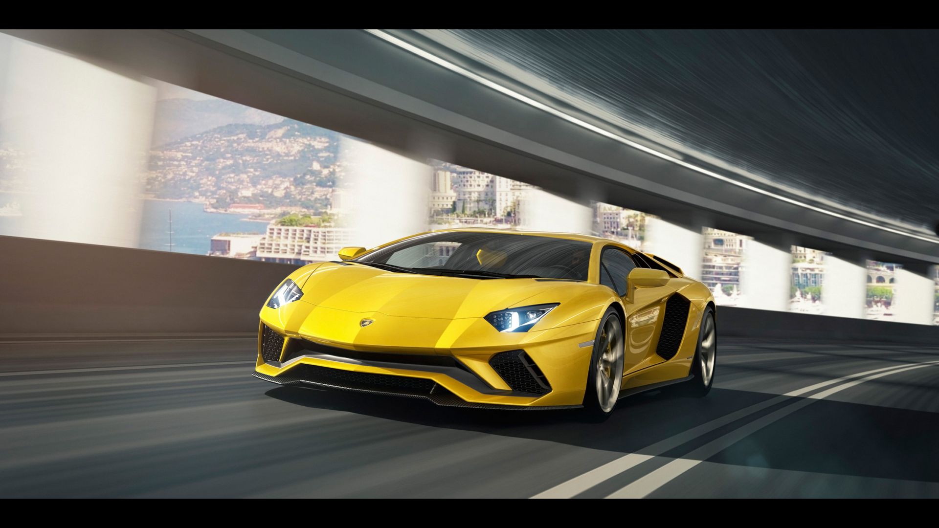 Wallpaper Under bridge, sports car, Lamborghini Aventador