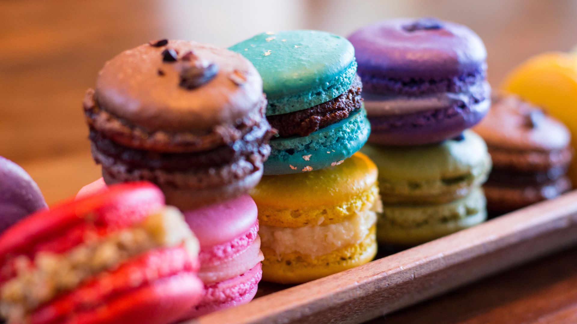 Wallpaper Colorful Macaroons, french pastries, cookies, colorful