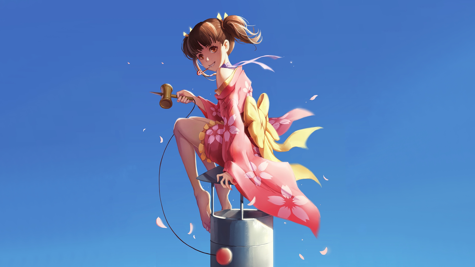 Wallpaper Mumei, Koutetsujou no Kabaneri, anime girl, bare foot
