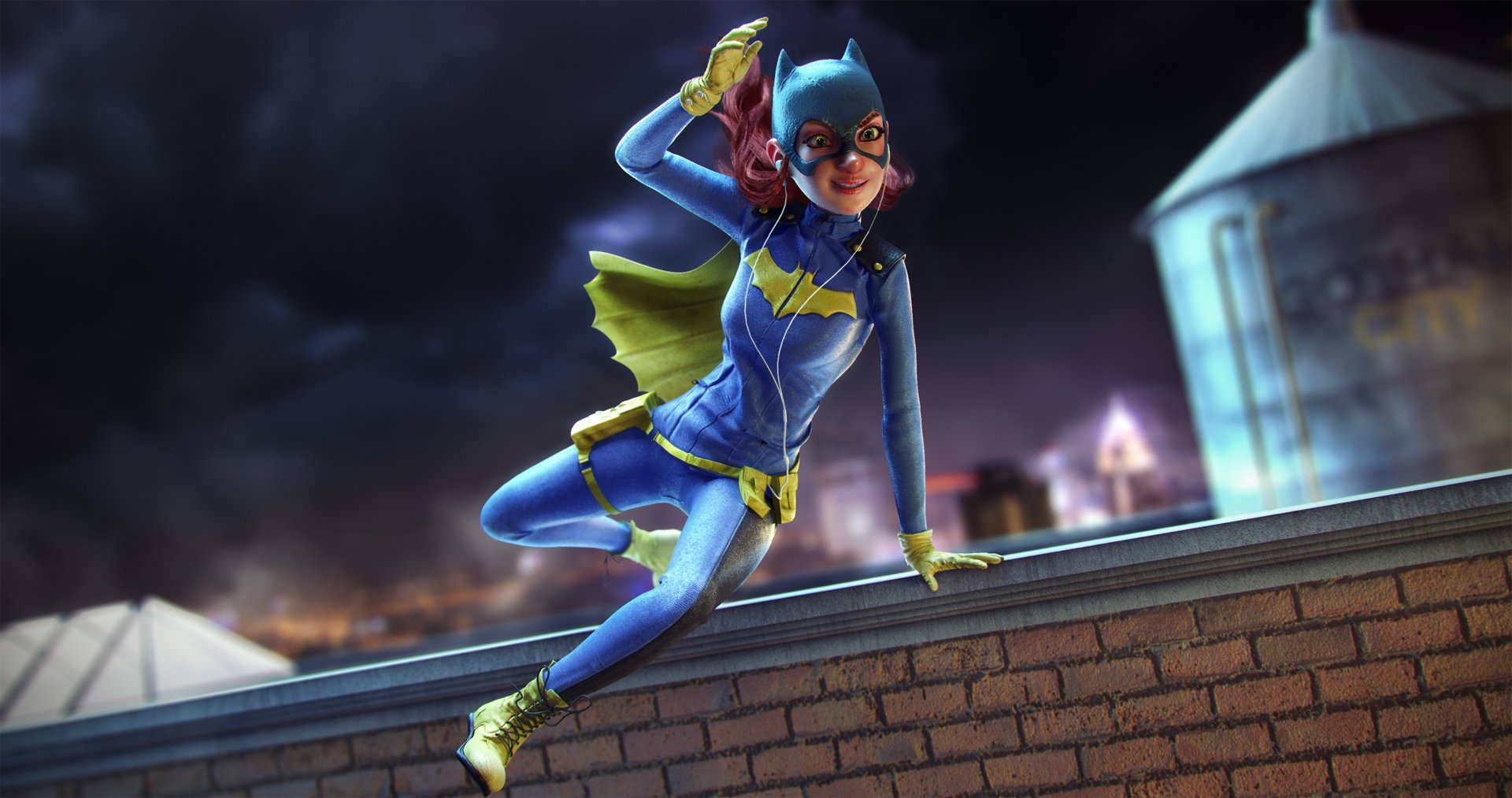 Wallpaper Dc comics, Batgirl jump, art
