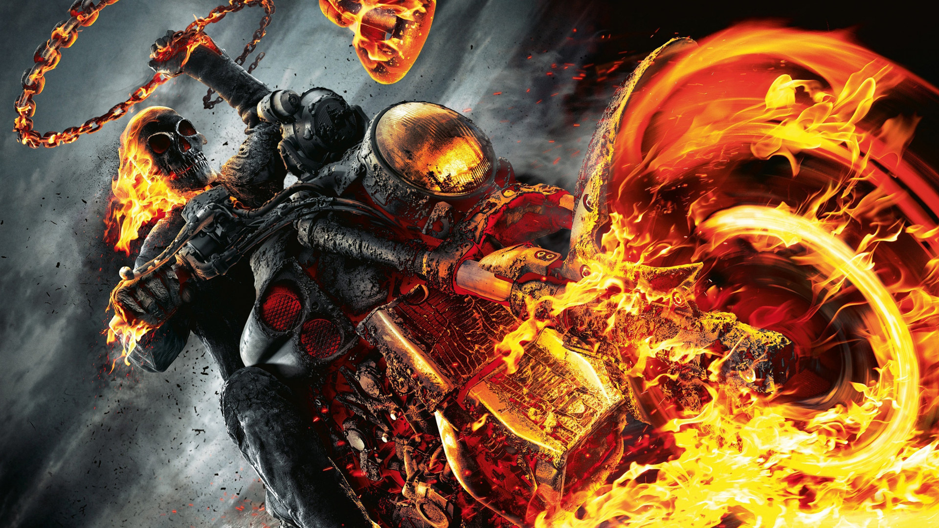 Wallpaper Ghost Rider: Spirit of Vengeance movie, fire, motorcyle