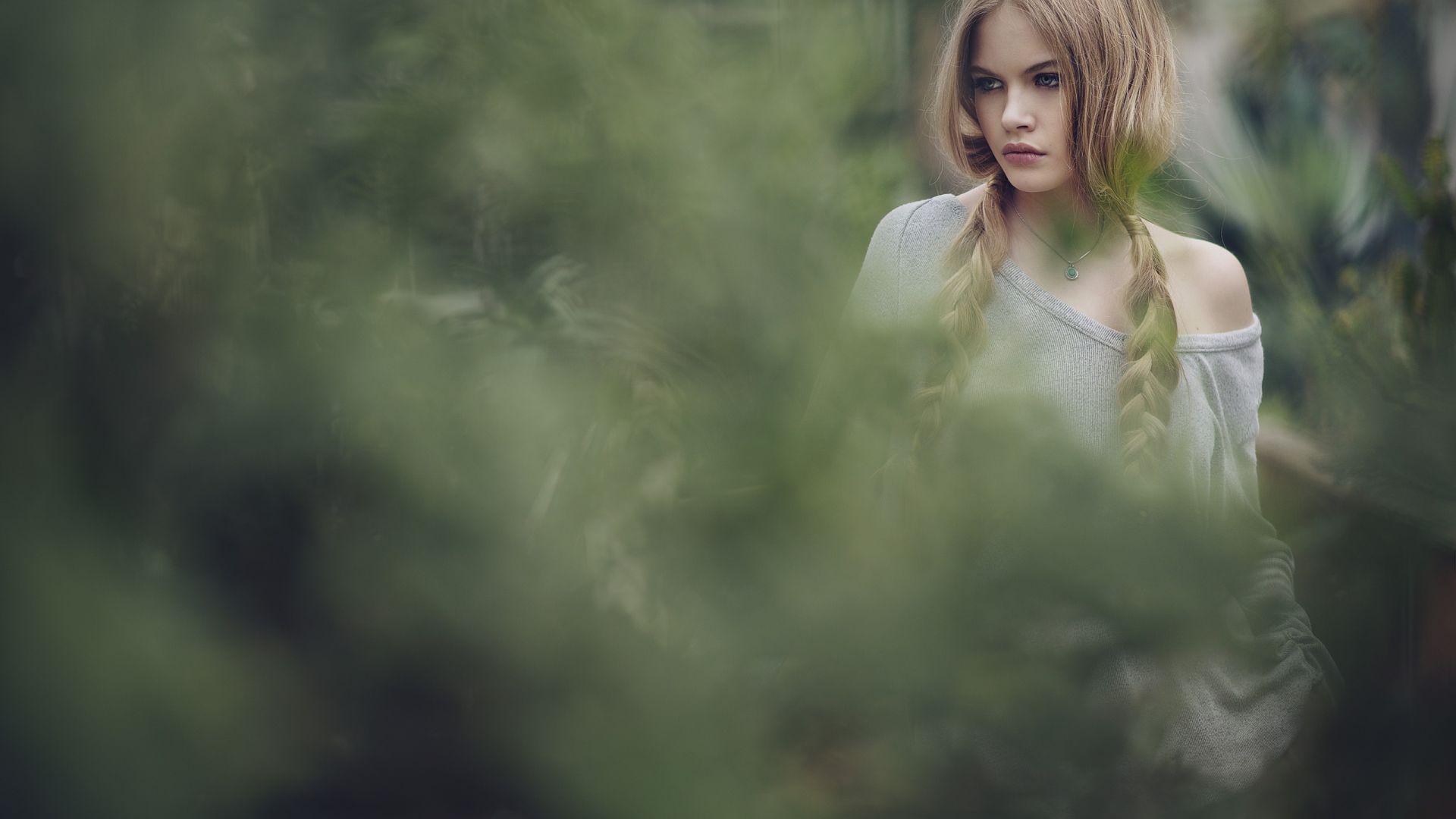 Wallpaper Blonde, model, girl, blur, garden