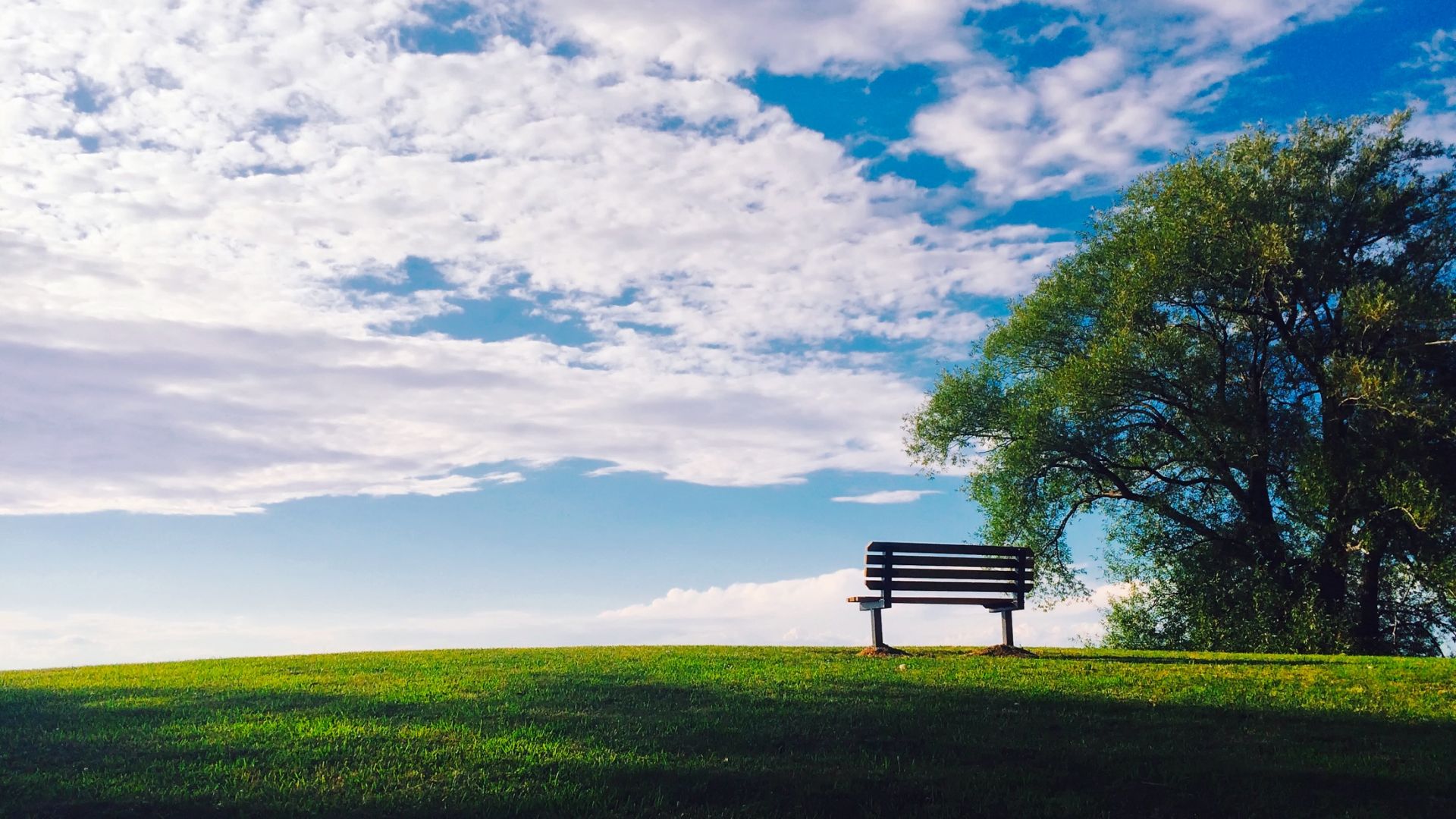 Desktop Wallpaper Bench, Sky, Clouds, Nature, Hd Image, Picture, Background,  Rvul3x